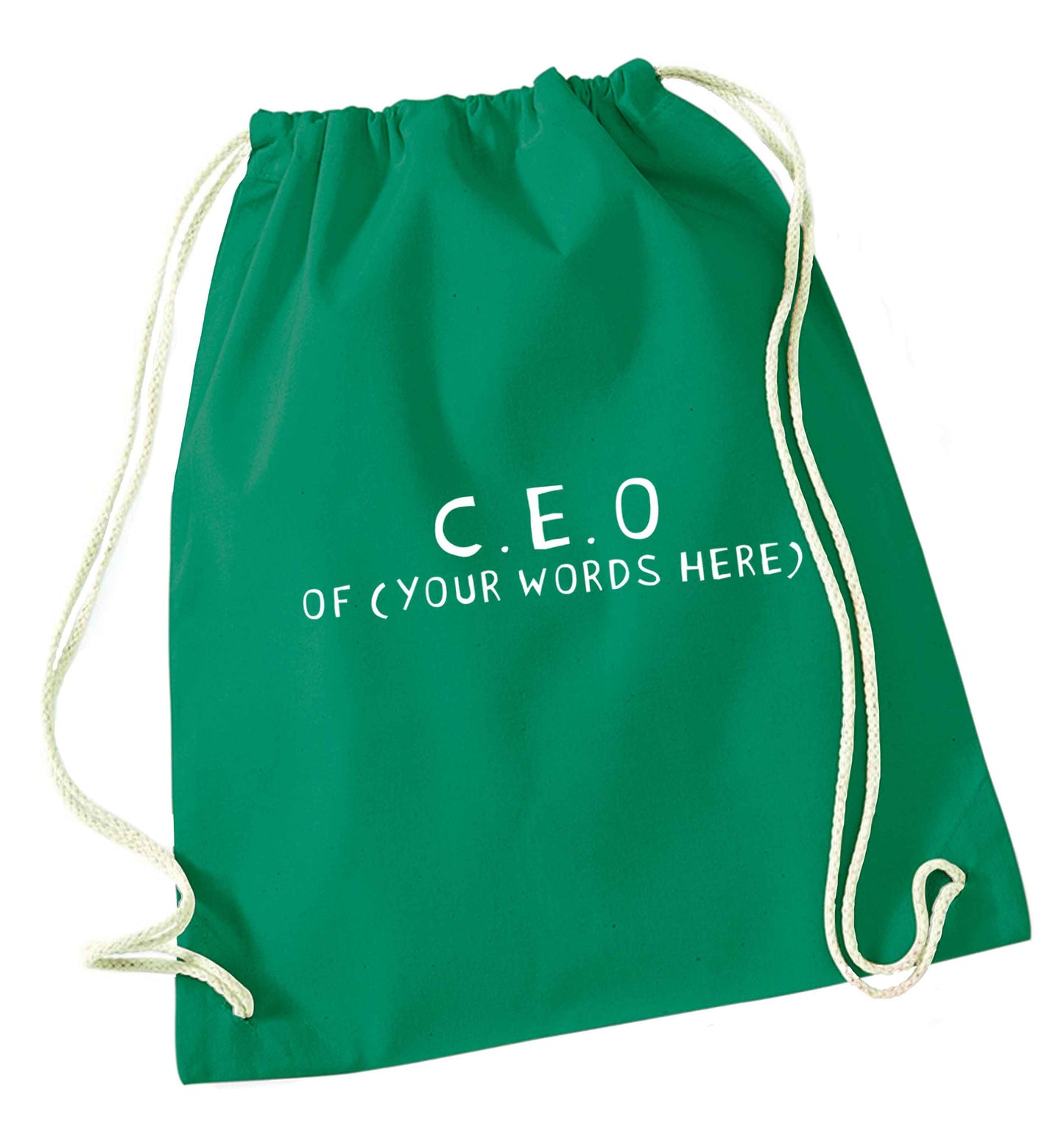 What are you president of? Personalise it here!  green drawstring bag