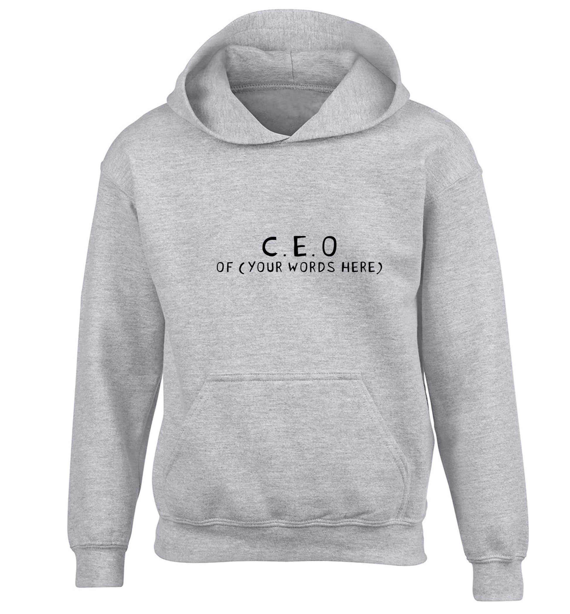 What are you president of? Personalise it here!  children's grey hoodie 12-13 Years