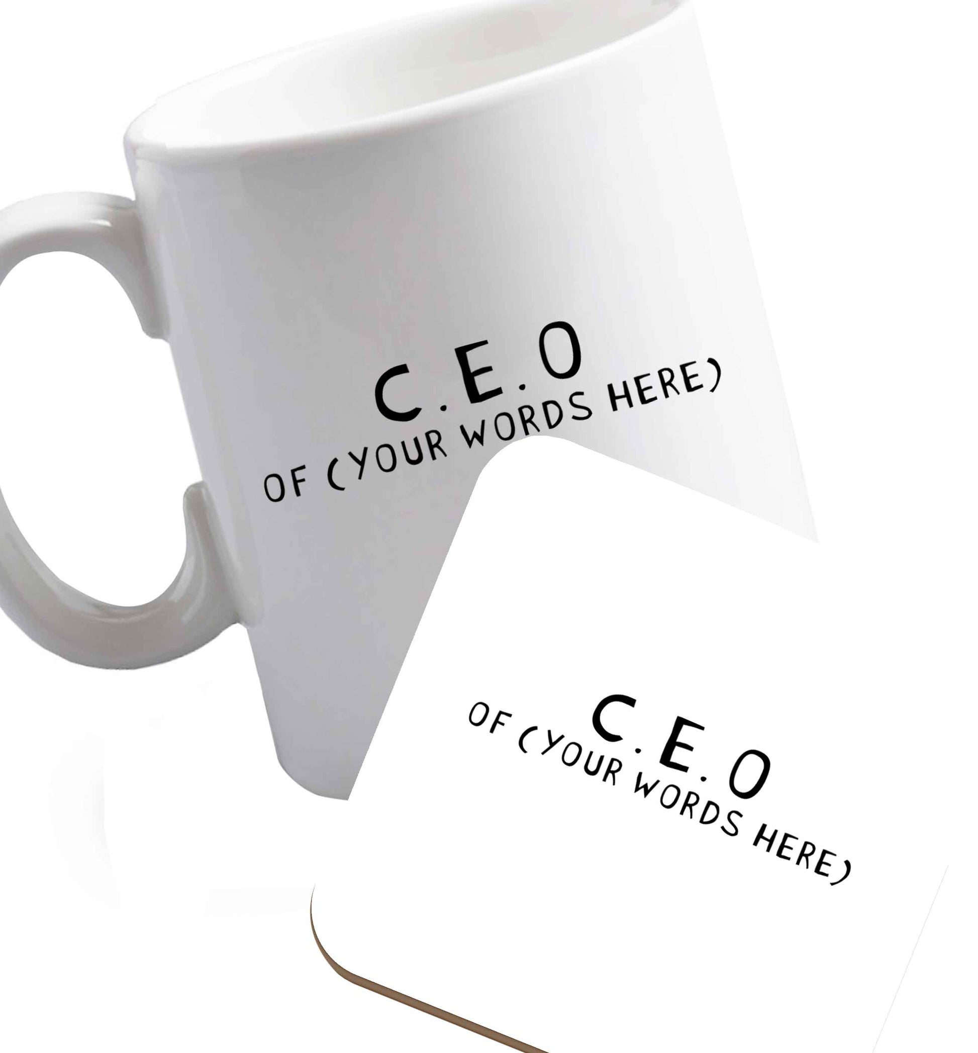 10 oz What are you president of? Personalise it here!    ceramic mug and coaster set right handed
