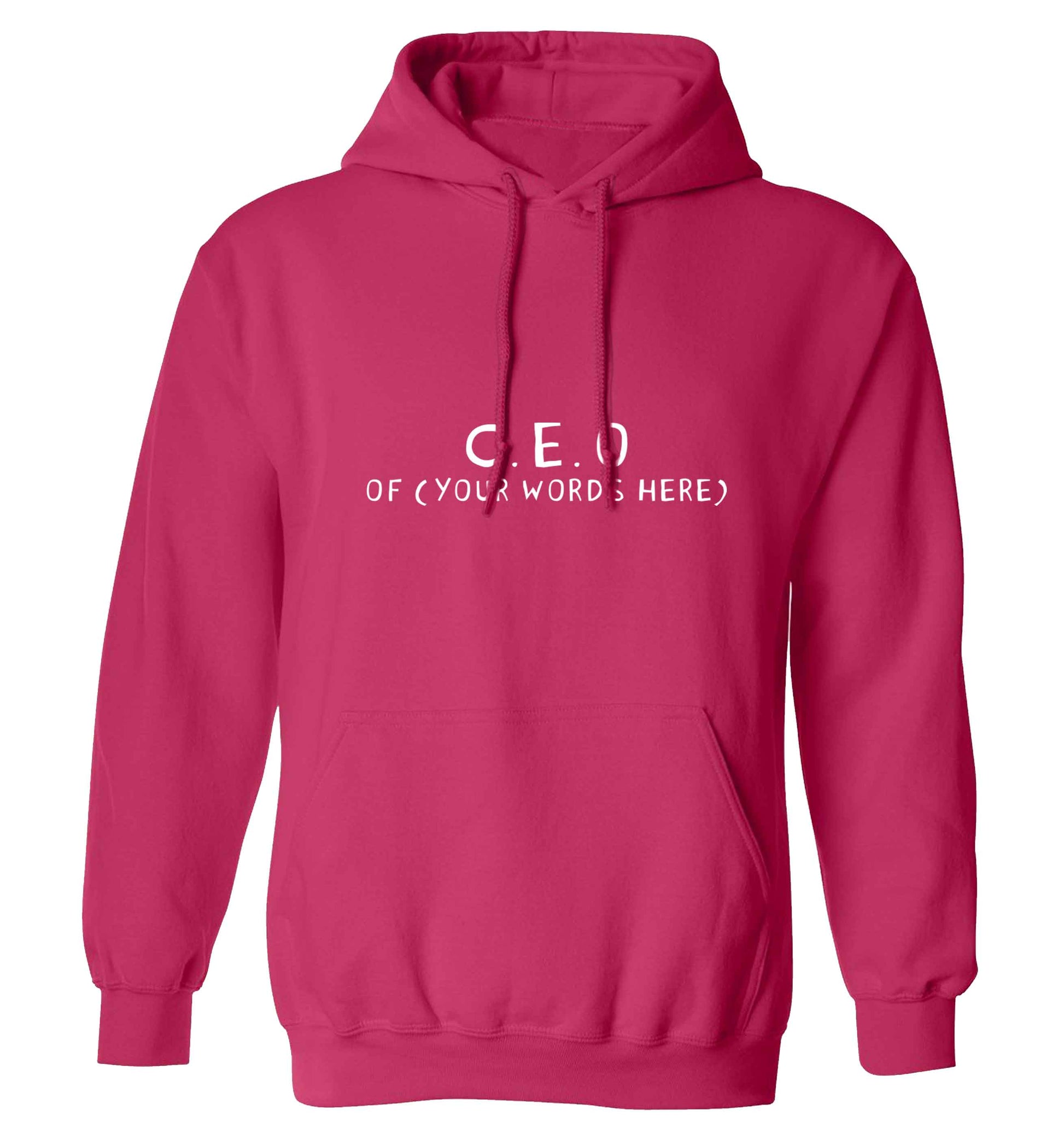 What are you president of? Personalise it here!  adults unisex pink hoodie 2XL