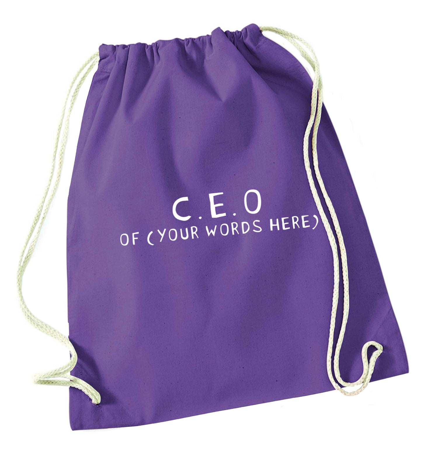 What are you president of? Personalise it here!  purple drawstring bag