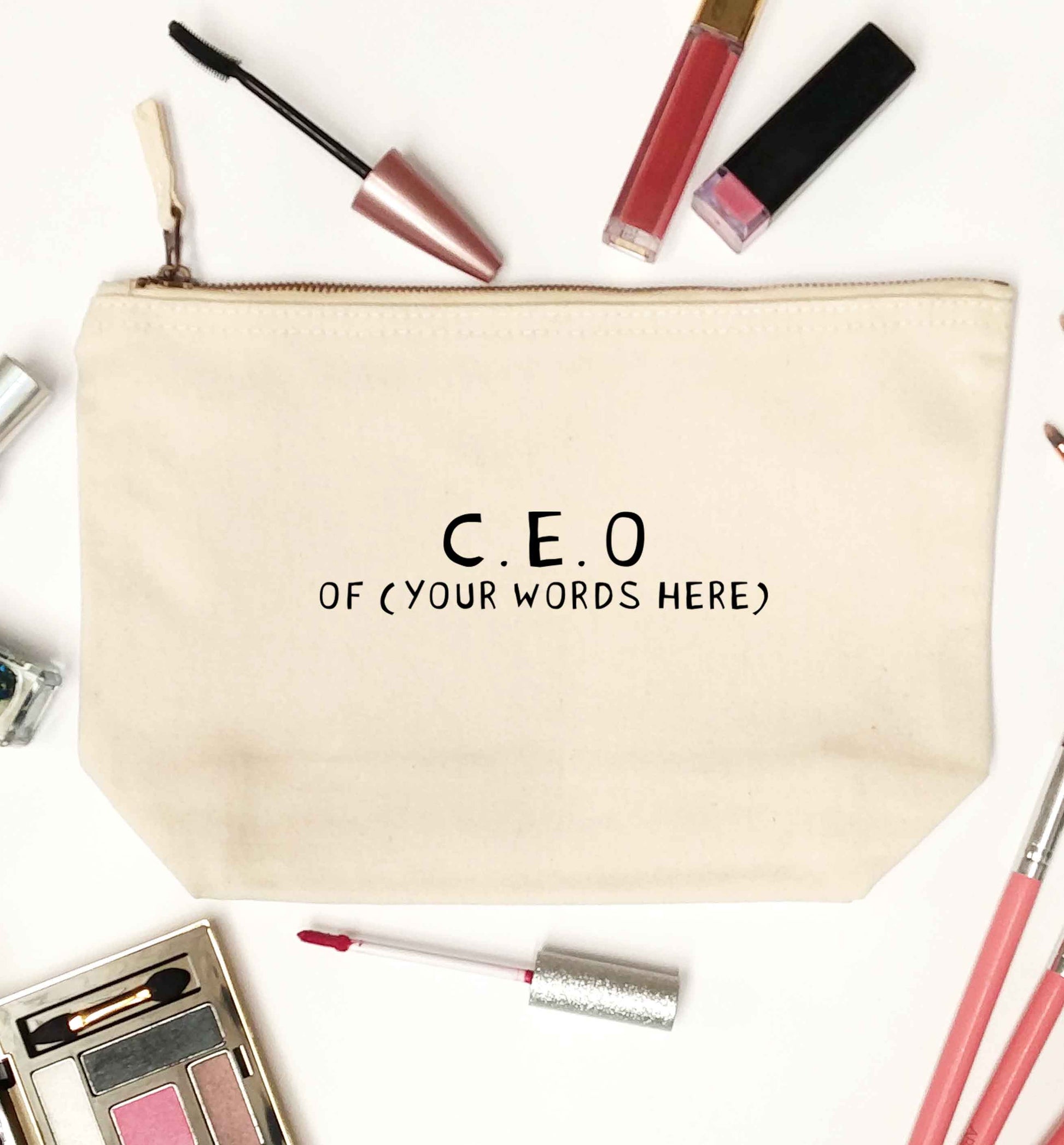 What are you president of? Personalise it here!  natural makeup bag
