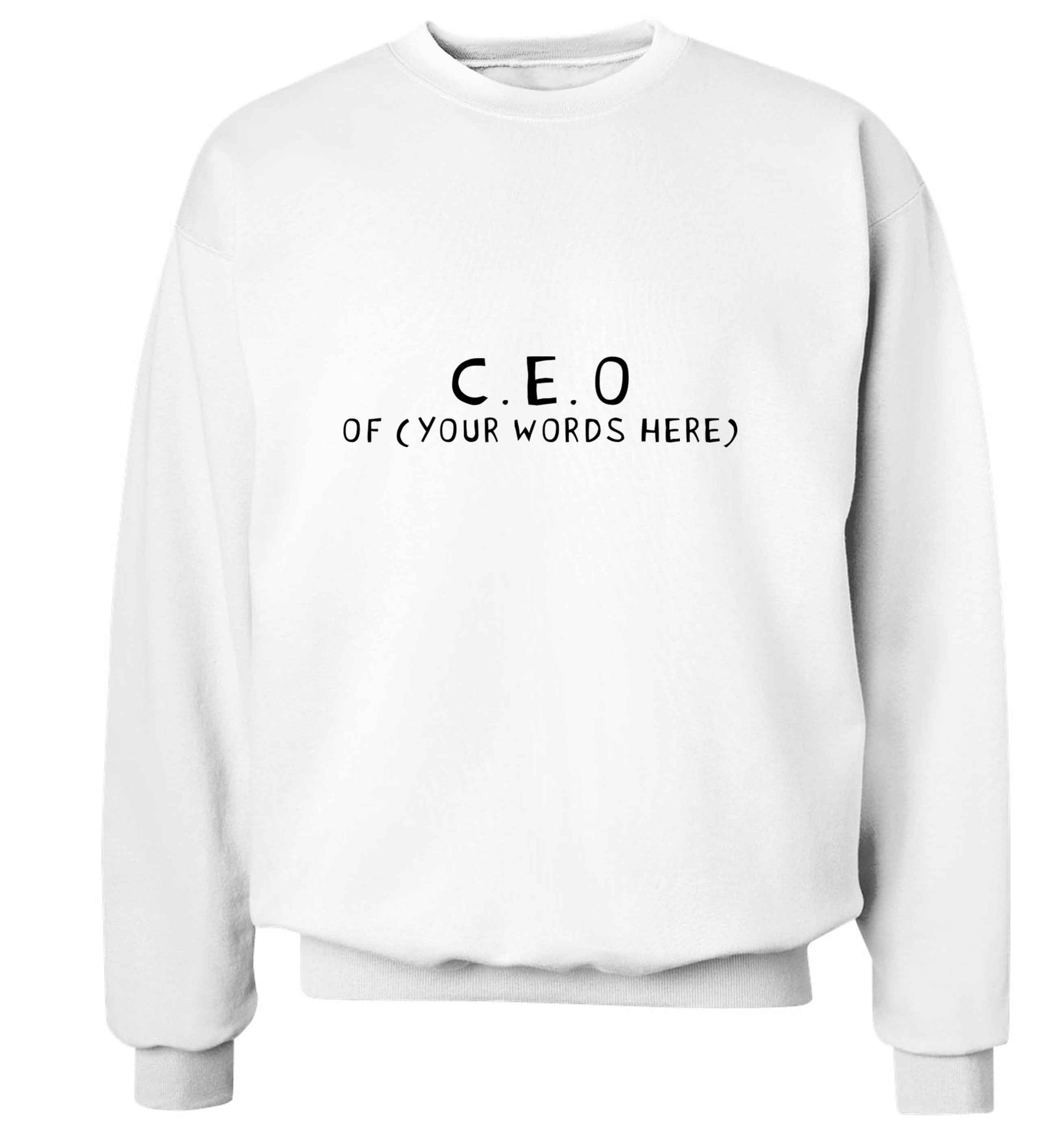What are you president of? Personalise it here!  adult's unisex white sweater 2XL