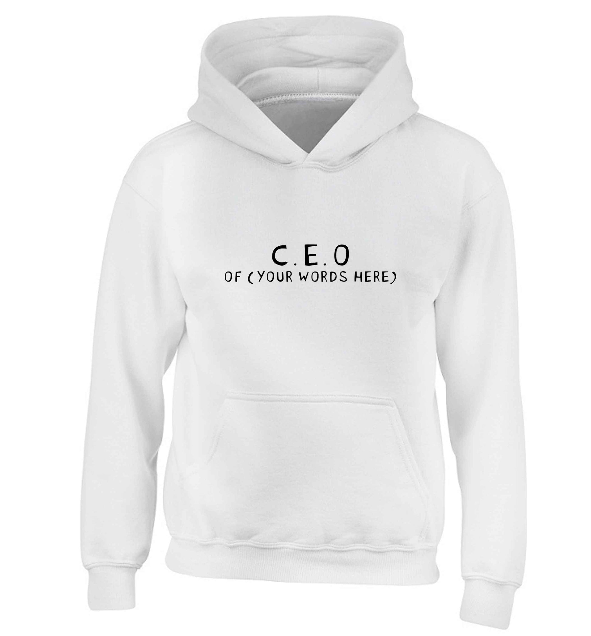 What are you president of? Personalise it here!  children's white hoodie 12-13 Years