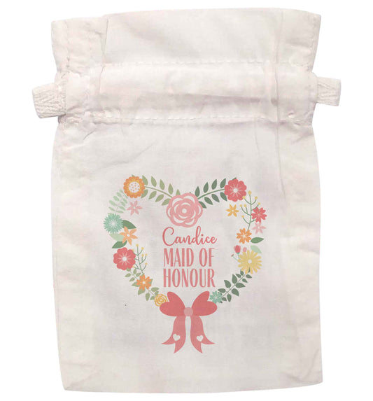 Personalised any name any role bridal floral heart wreath  | XS - L | Pouch / Drawstring bag / Sack | Organic Cotton | Bulk discounts available!