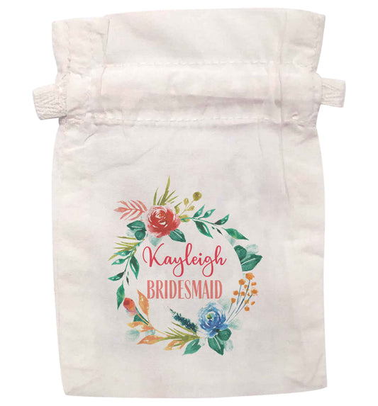 Personalised any name any role bridal green floral wreath  | XS - L | Pouch / Drawstring bag / Sack | Organic Cotton | Bulk discounts available!
