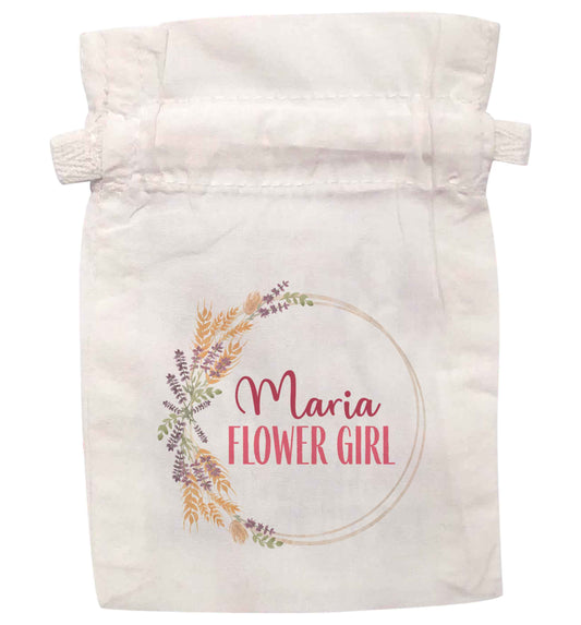 Personalised any name any role bridal autumnal floral wreath  | XS - L | Pouch / Drawstring bag / Sack | Organic Cotton | Bulk discounts available!