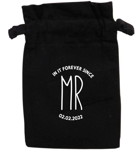 Mr in it forever personalised name and date | XS - L | Pouch / Drawstring bag / Sack | Organic Cotton | Bulk discounts available!