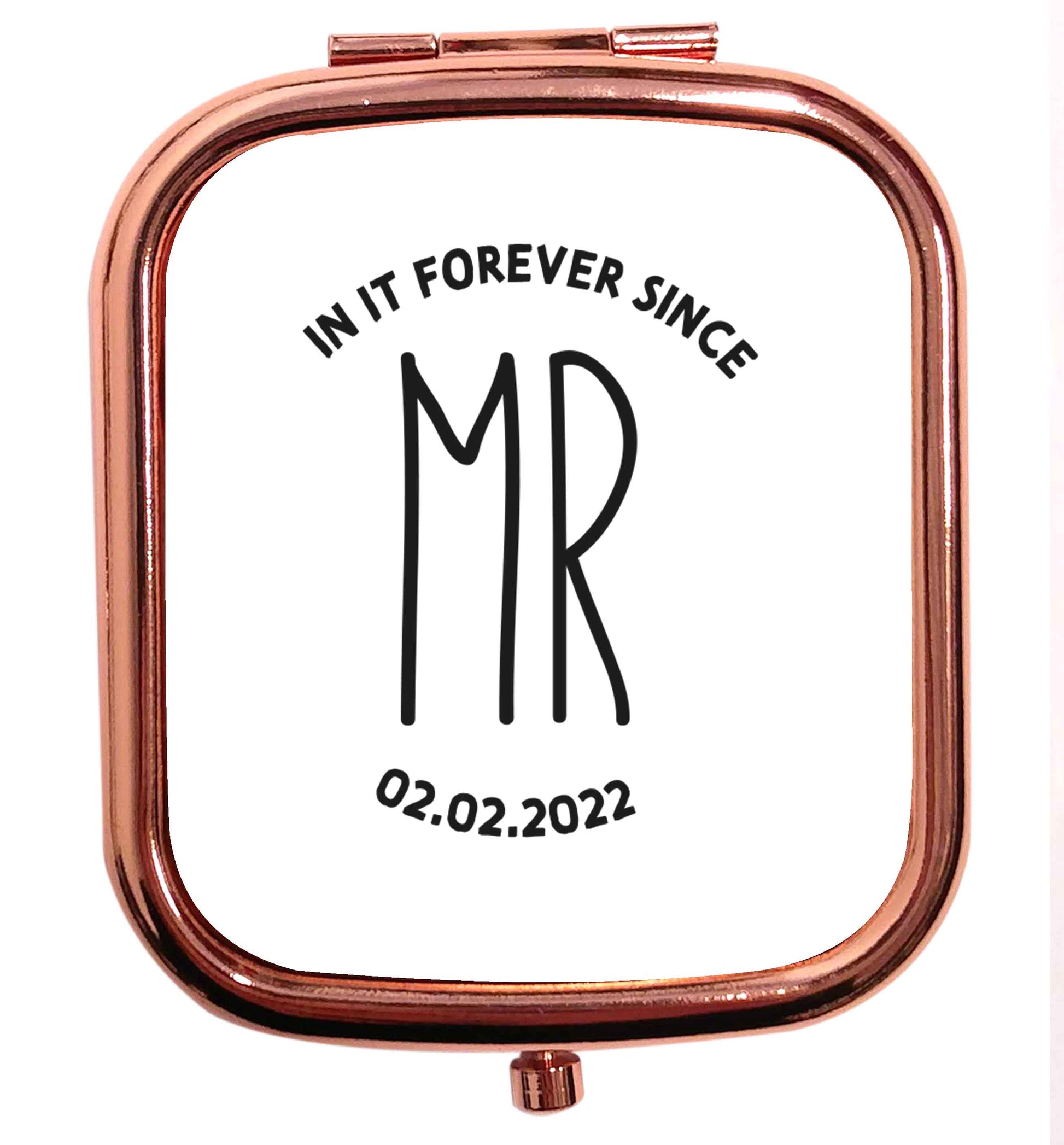 Perfect wedding guest favours or hen party gifts! Personalised bridal floral wreath designs, any name, any role! rose gold square pocket mirror