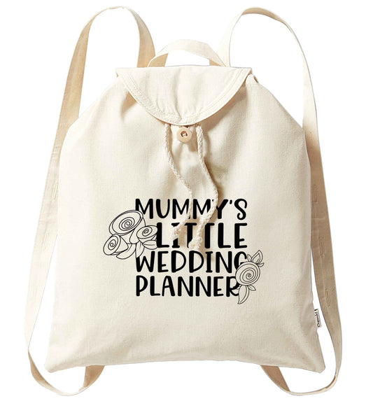 adorable wedding themed gifts for your mini wedding planner! organic cotton backpack tote with wooden buttons in natural