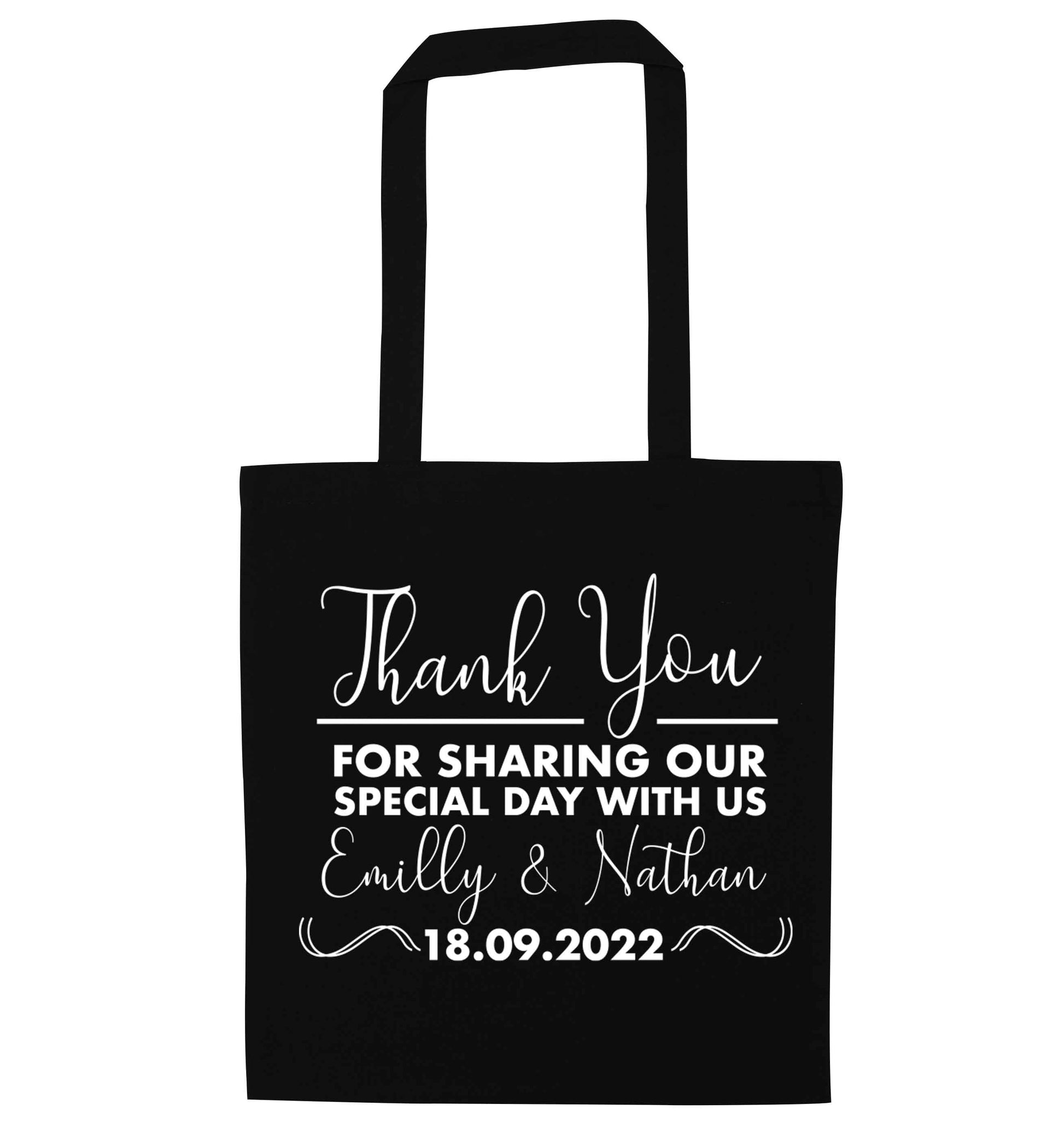 Gorgeous personalised and customisable wedding favour gifts! black tote bag