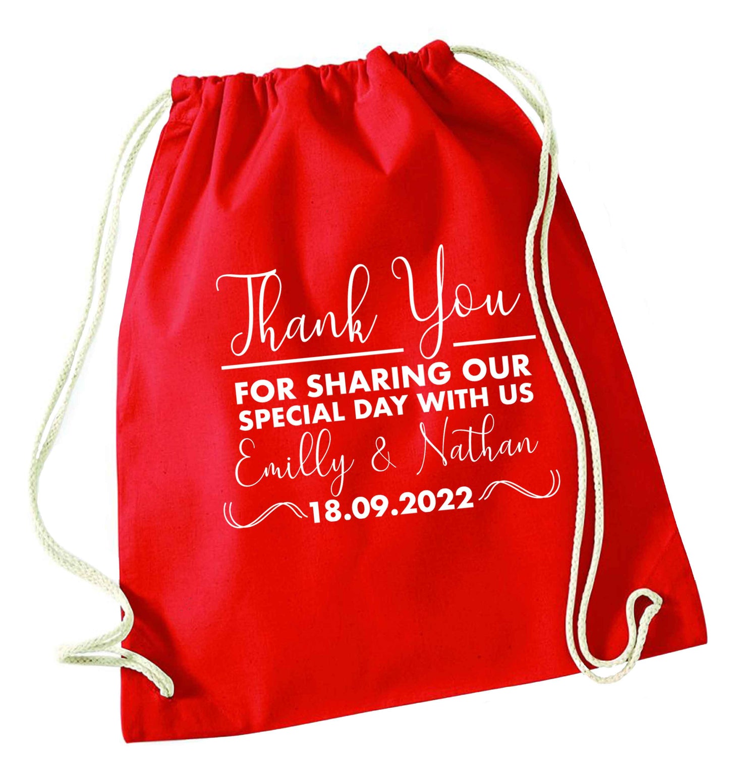 Gorgeous personalised and customisable wedding favour gifts! red drawstring bag 