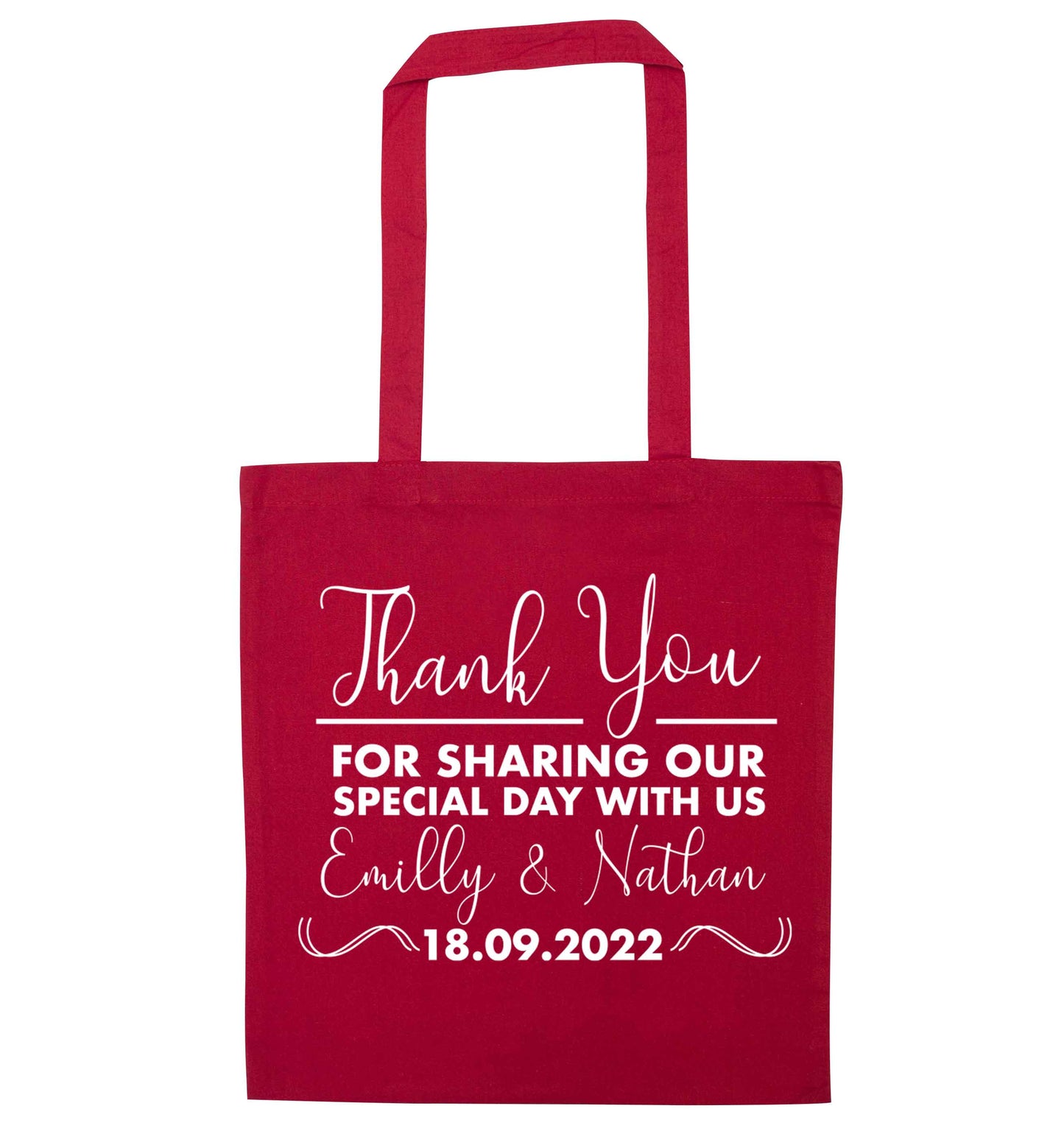 Gorgeous personalised and customisable wedding favour gifts! red tote bag
