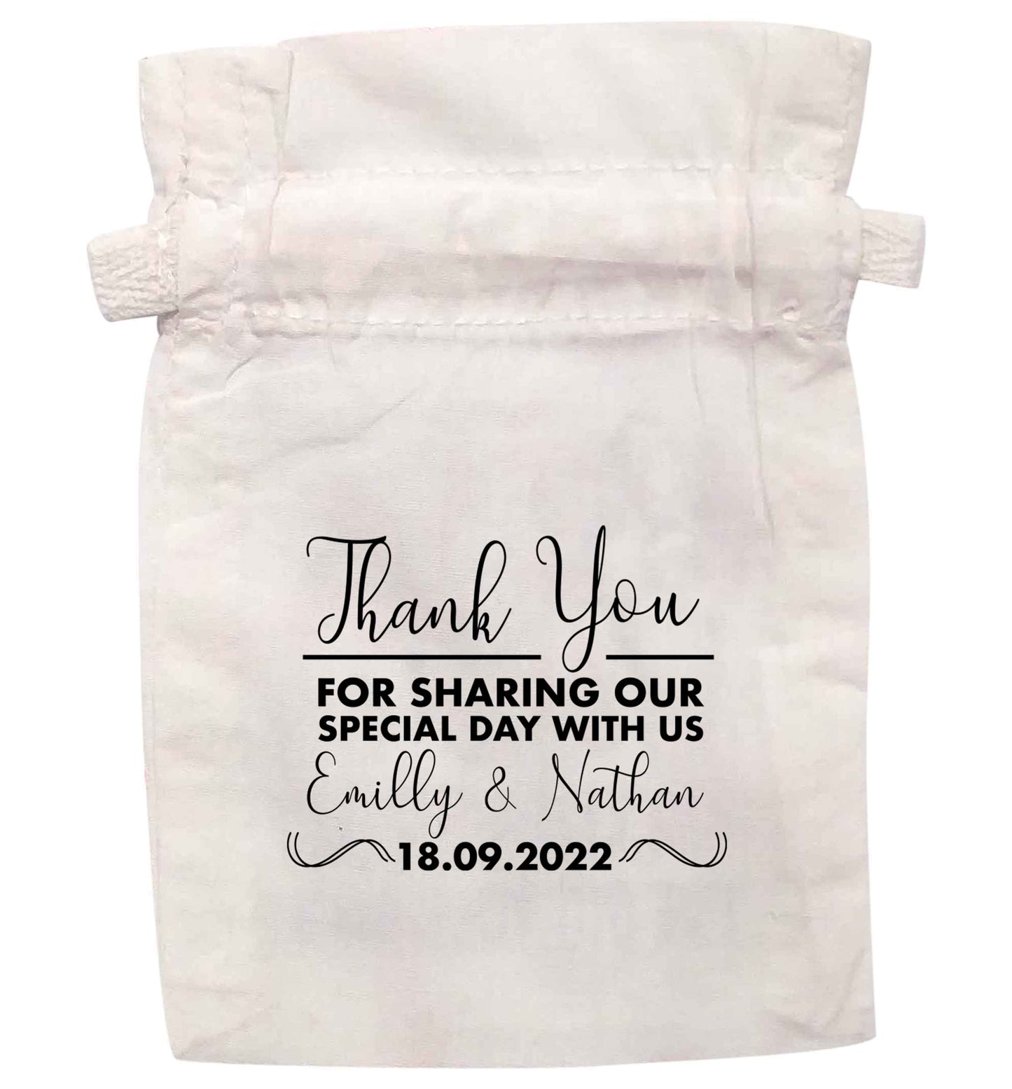 Thank you for sharing our special day | XS - L | Pouch / Drawstring bag / Sack | Organic Cotton | Bulk discounts available!
