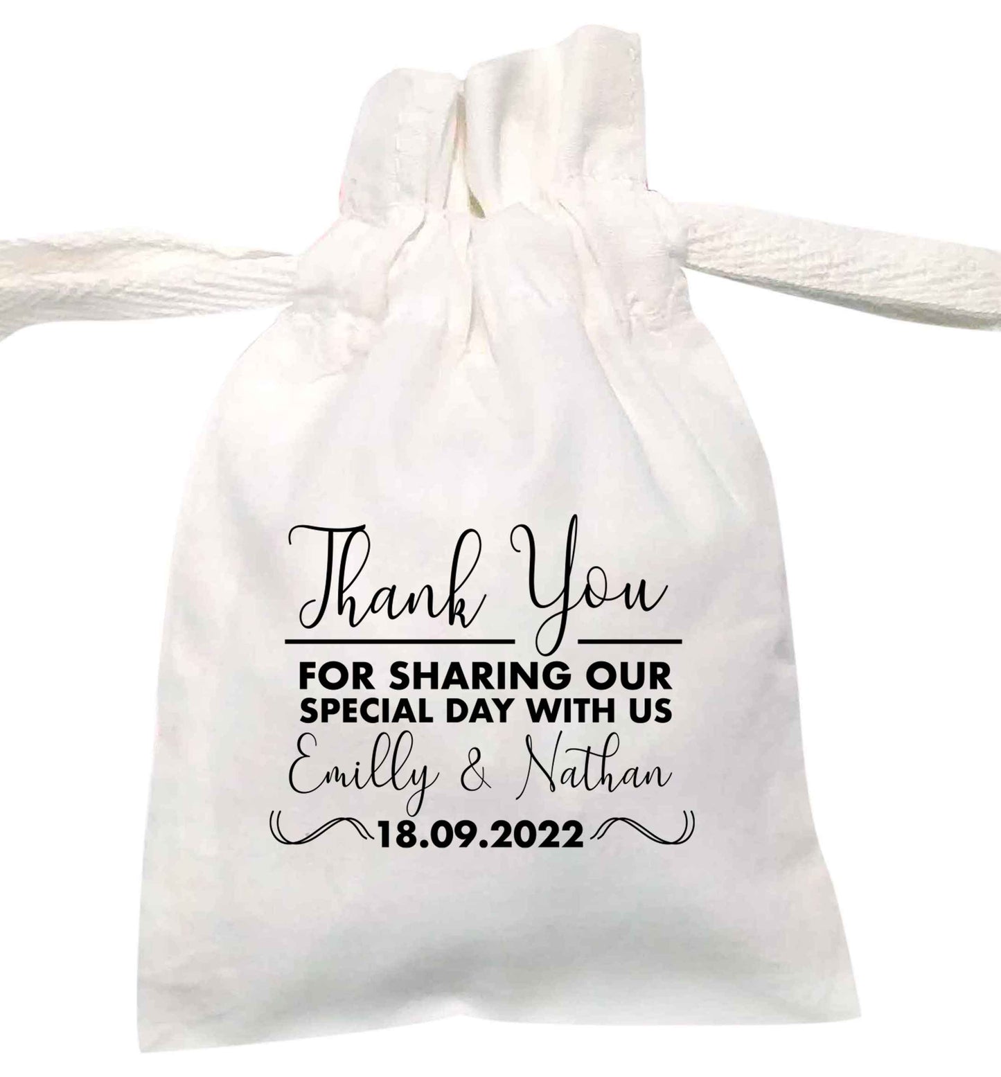 Thank you for sharing our special day | XS - L | Pouch / Drawstring bag / Sack | Organic Cotton | Bulk discounts available!