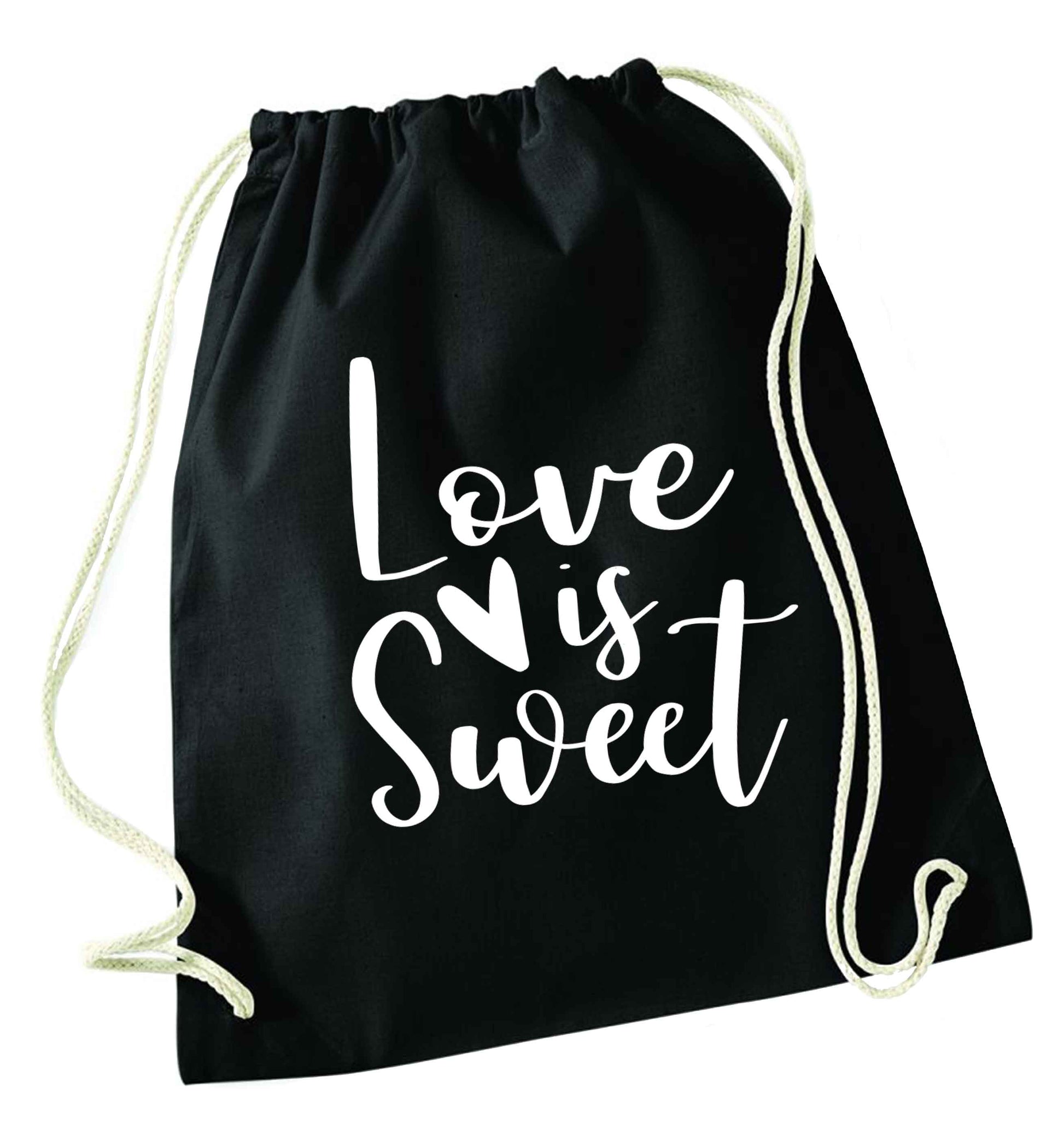 Love really does make the world go round! Ideal for weddings, valentines or just simply to show someone you love them!  black drawstring bag