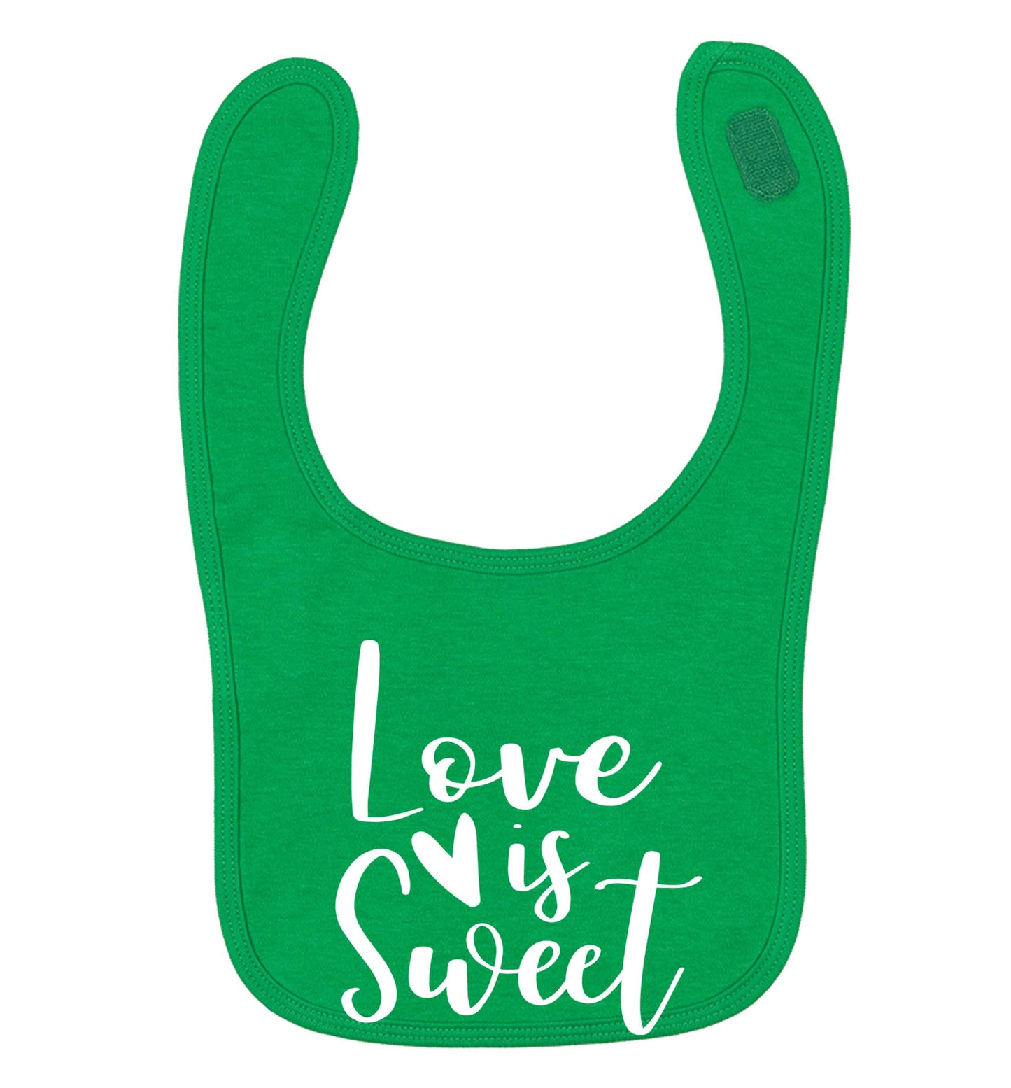 Love really does make the world go round! Ideal for weddings, valentines or just simply to show someone you love them!  green baby bib