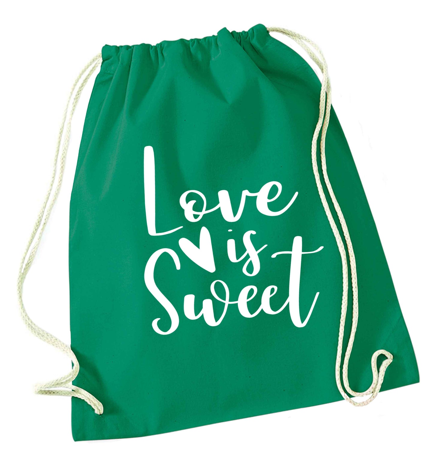 Love really does make the world go round! Ideal for weddings, valentines or just simply to show someone you love them!  green drawstring bag