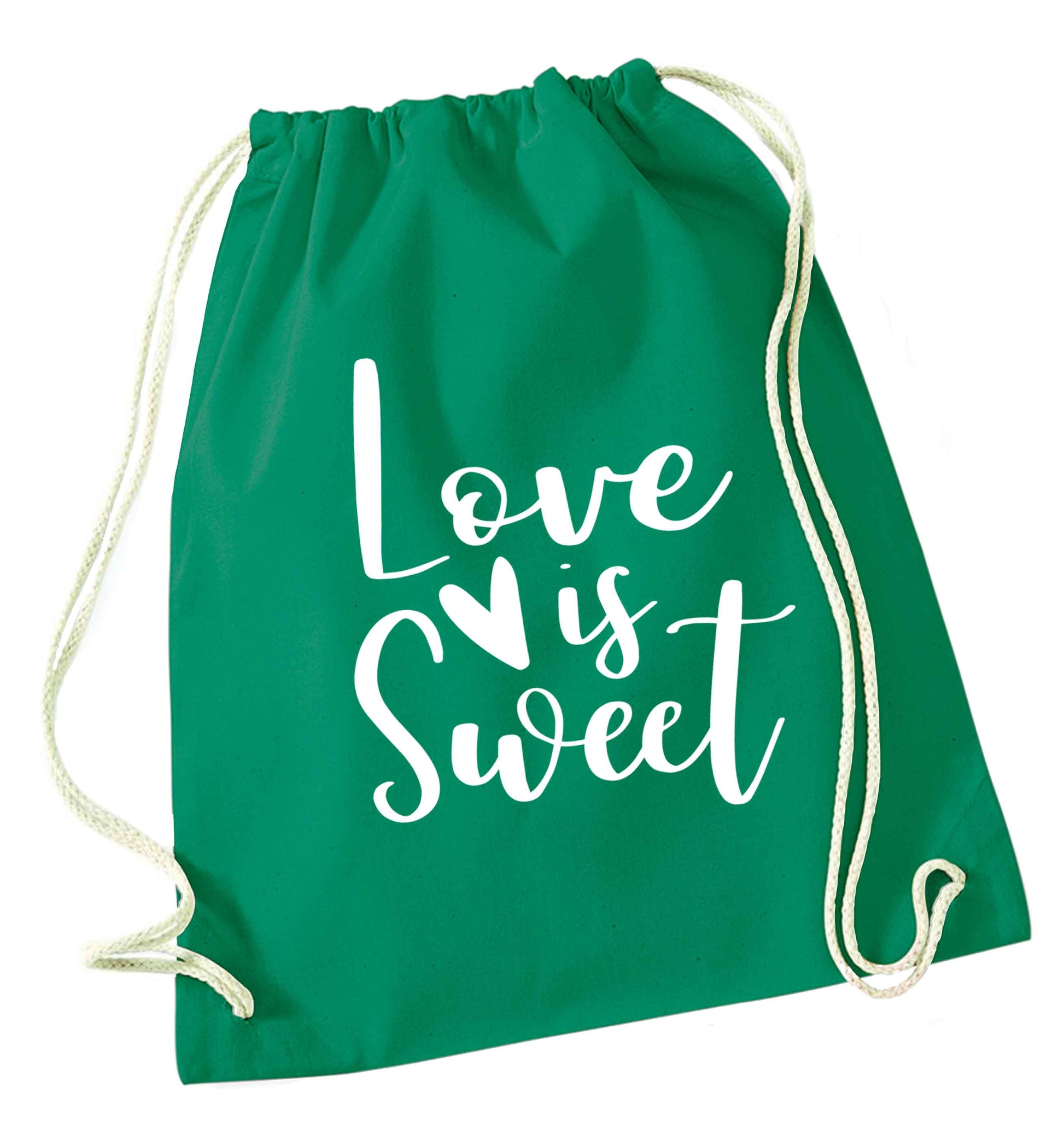 Love really does make the world go round! Ideal for weddings, valentines or just simply to show someone you love them!  green drawstring bag