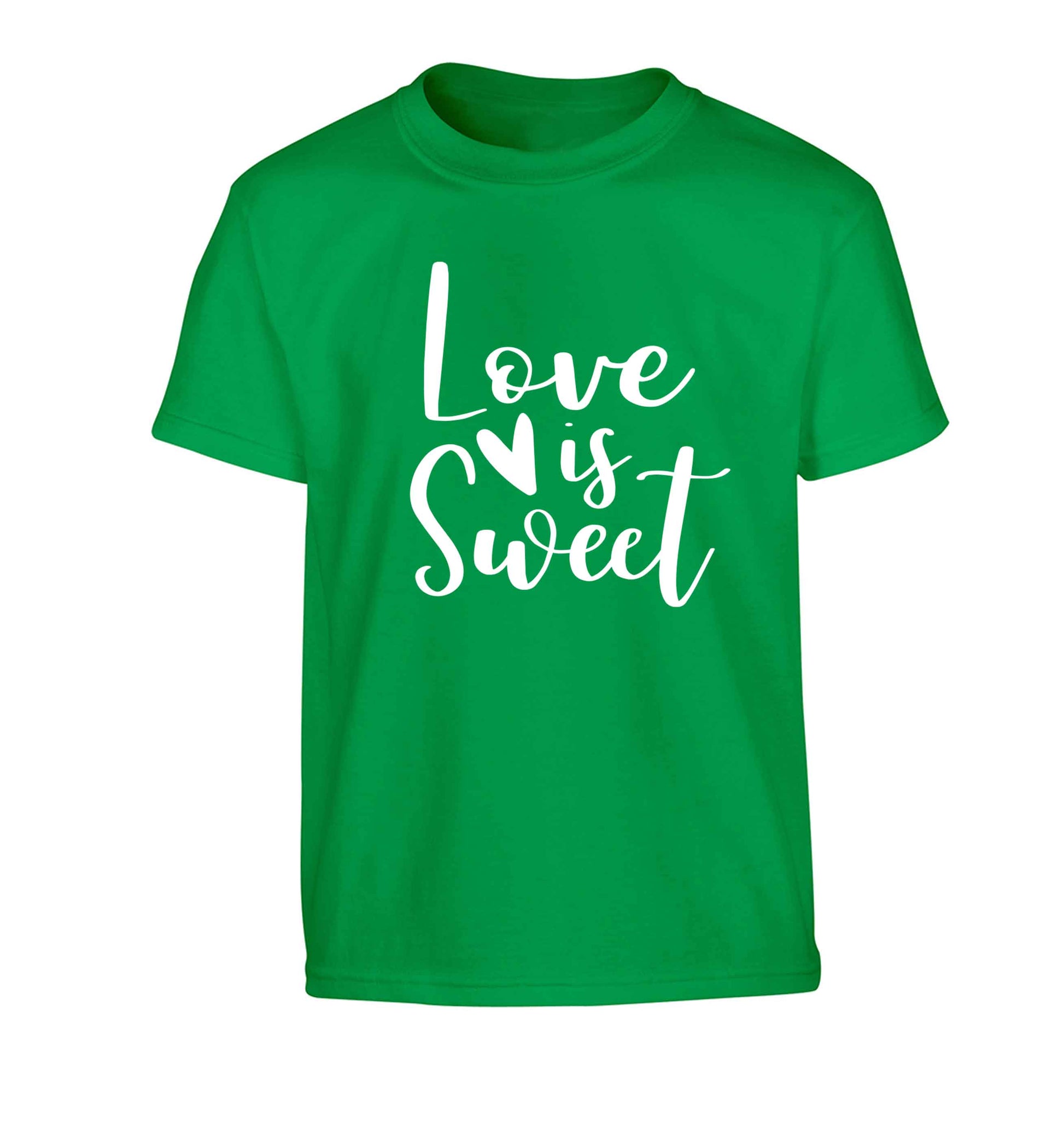 Love really does make the world go round! Ideal for weddings, valentines or just simply to show someone you love them!  Children's green Tshirt 12-13 Years