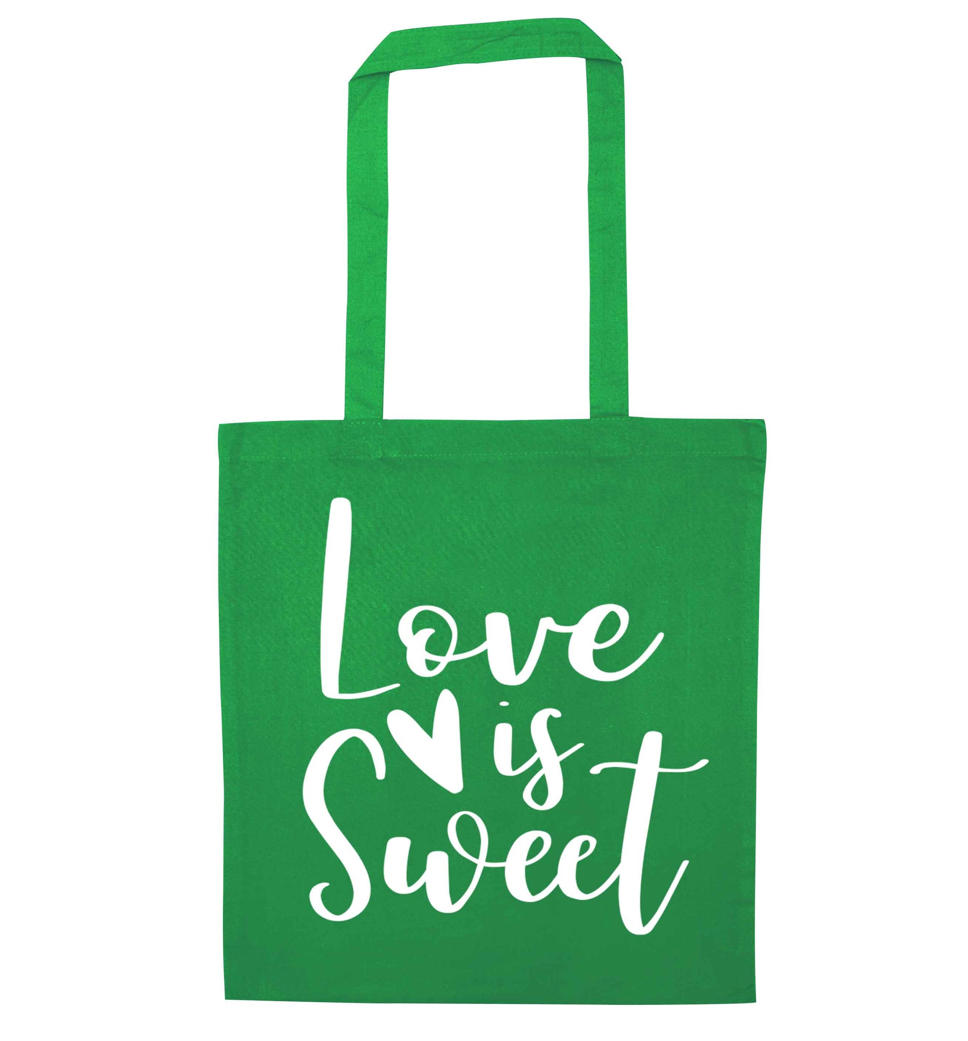 Love really does make the world go round! Ideal for weddings, valentines or just simply to show someone you love them!  green tote bag