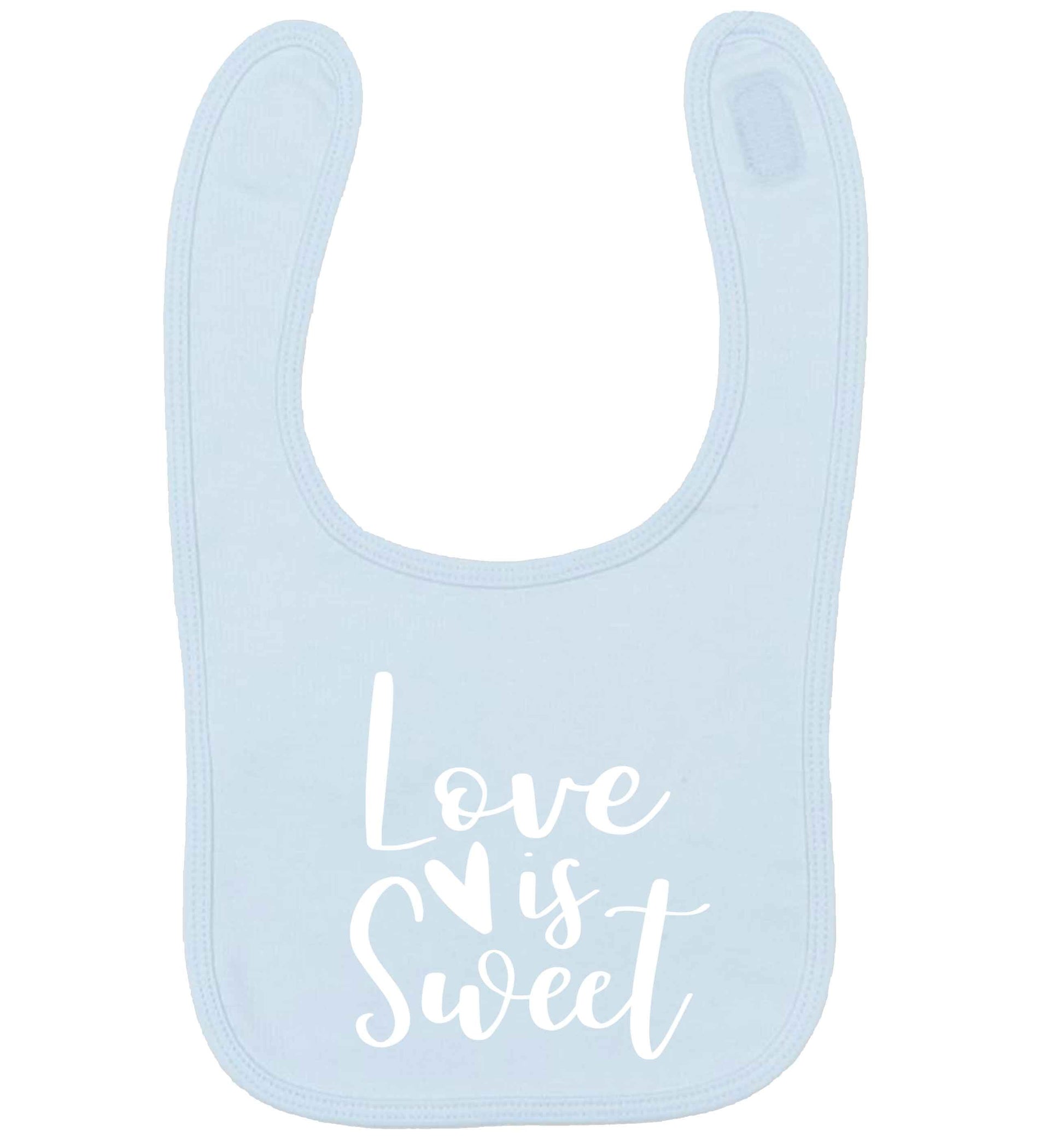 Love really does make the world go round! Ideal for weddings, valentines or just simply to show someone you love them!  pale blue baby bib