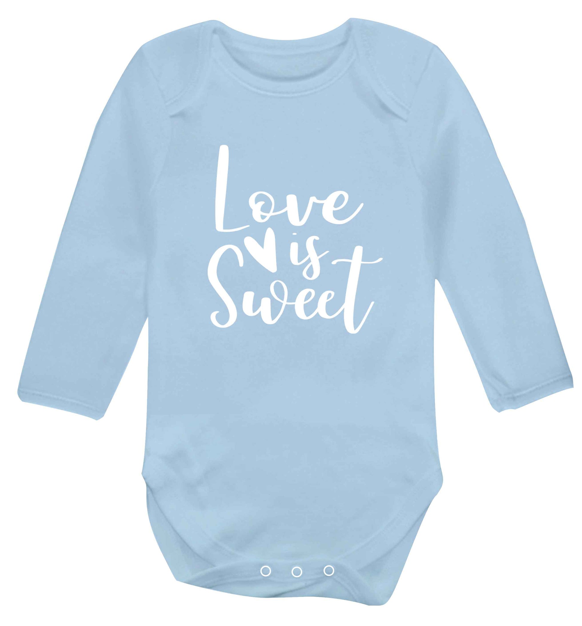 Love really does make the world go round! Ideal for weddings, valentines or just simply to show someone you love them!  baby vest long sleeved pale blue 6-12 months