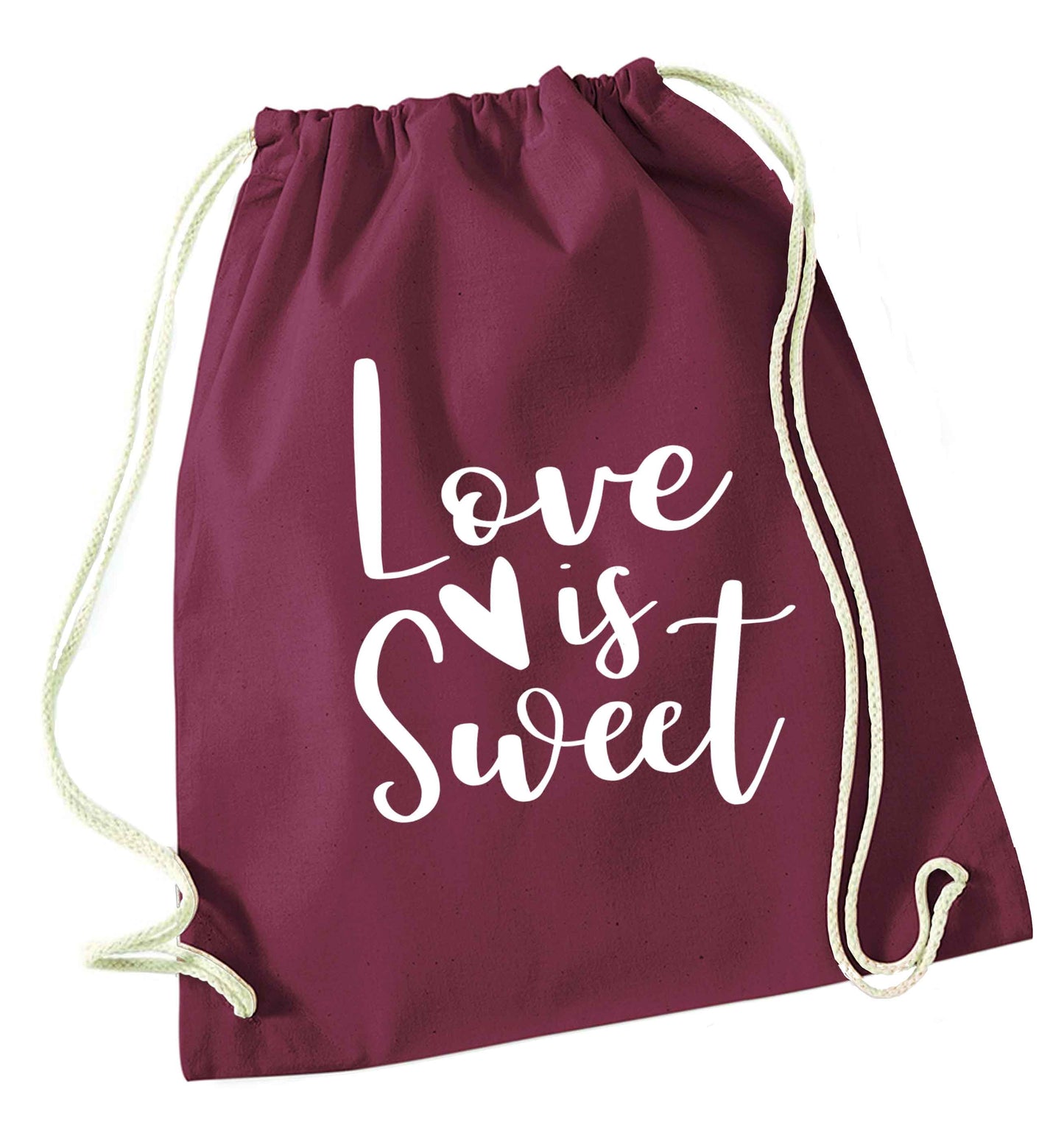 Love really does make the world go round! Ideal for weddings, valentines or just simply to show someone you love them!  maroon drawstring bag