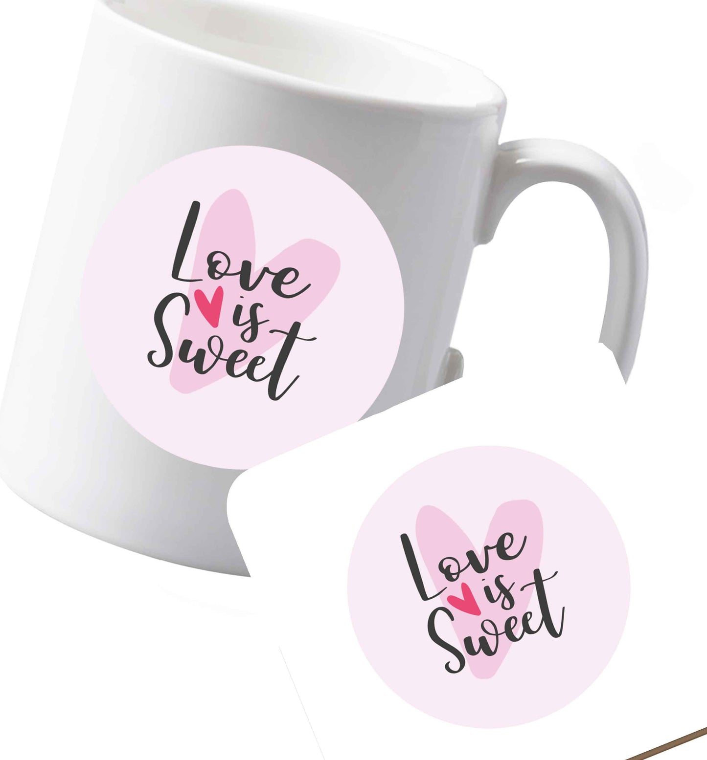10 oz Ceramic mug and coaster Love really does make the world go round! Ideal for weddings, valentines or just simply to show someone you love them!    both sides