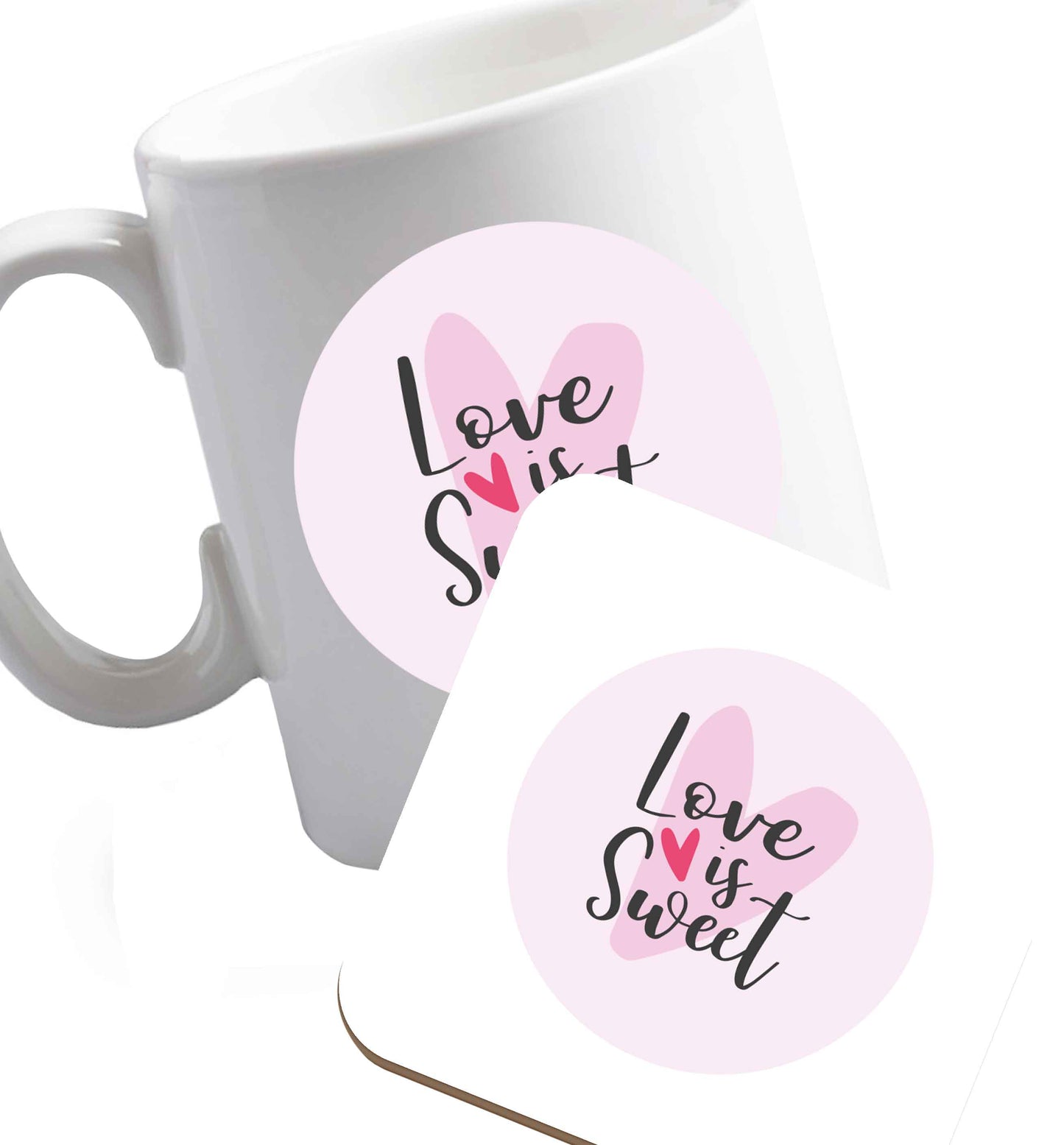 10 oz Love really does make the world go round! Ideal for weddings, valentines or just simply to show someone you love them!    ceramic mug and coaster set right handed