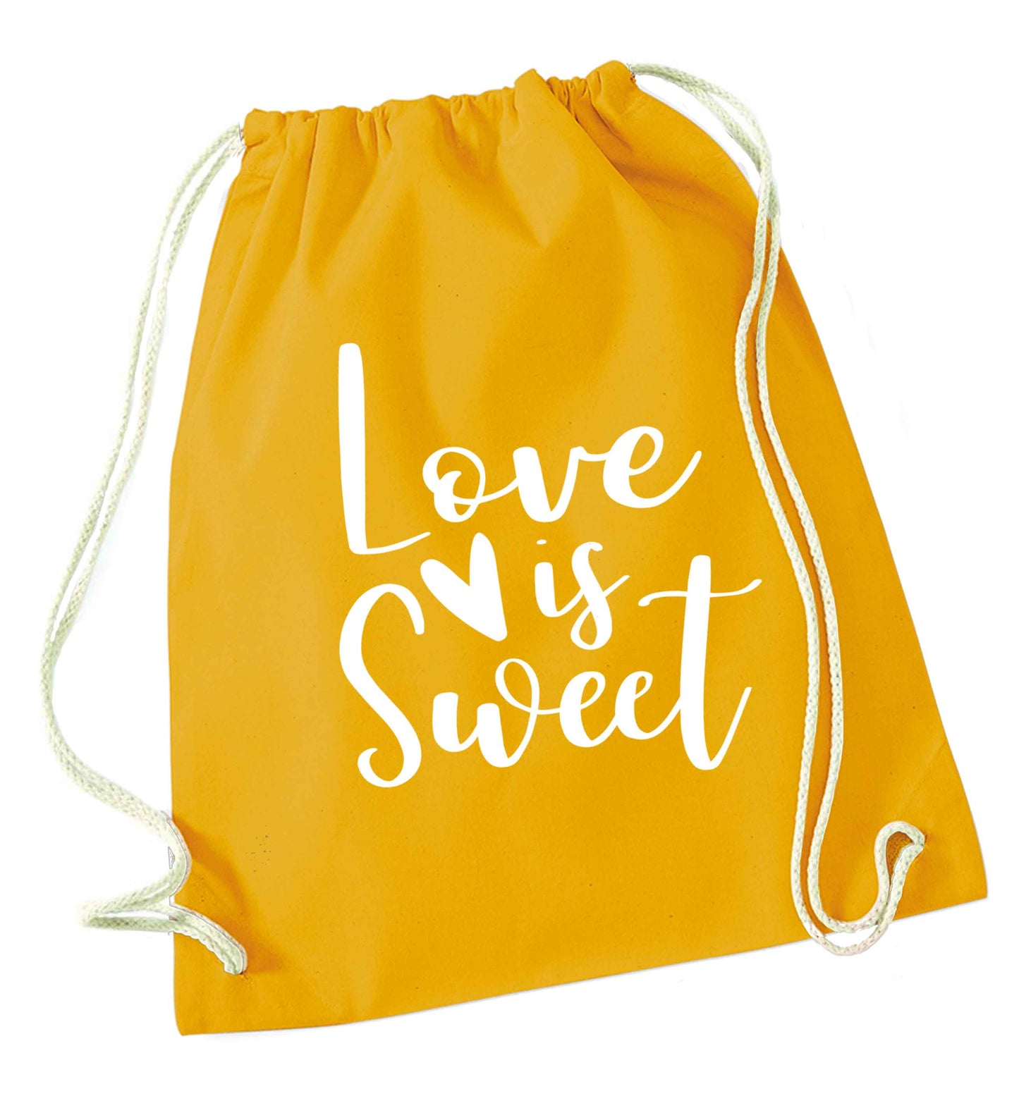 Love really does make the world go round! Ideal for weddings, valentines or just simply to show someone you love them!  mustard drawstring bag