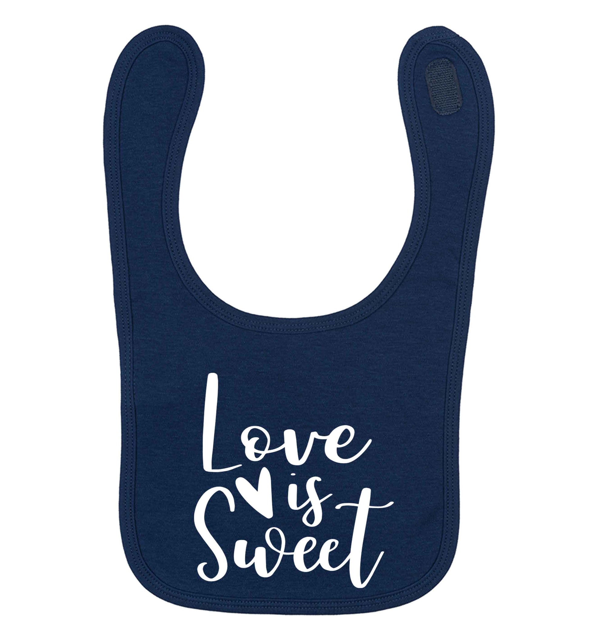 Love really does make the world go round! Ideal for weddings, valentines or just simply to show someone you love them!  navy baby bib