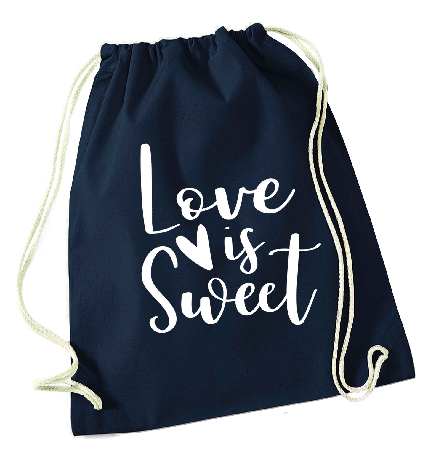 Love really does make the world go round! Ideal for weddings, valentines or just simply to show someone you love them!  navy drawstring bag