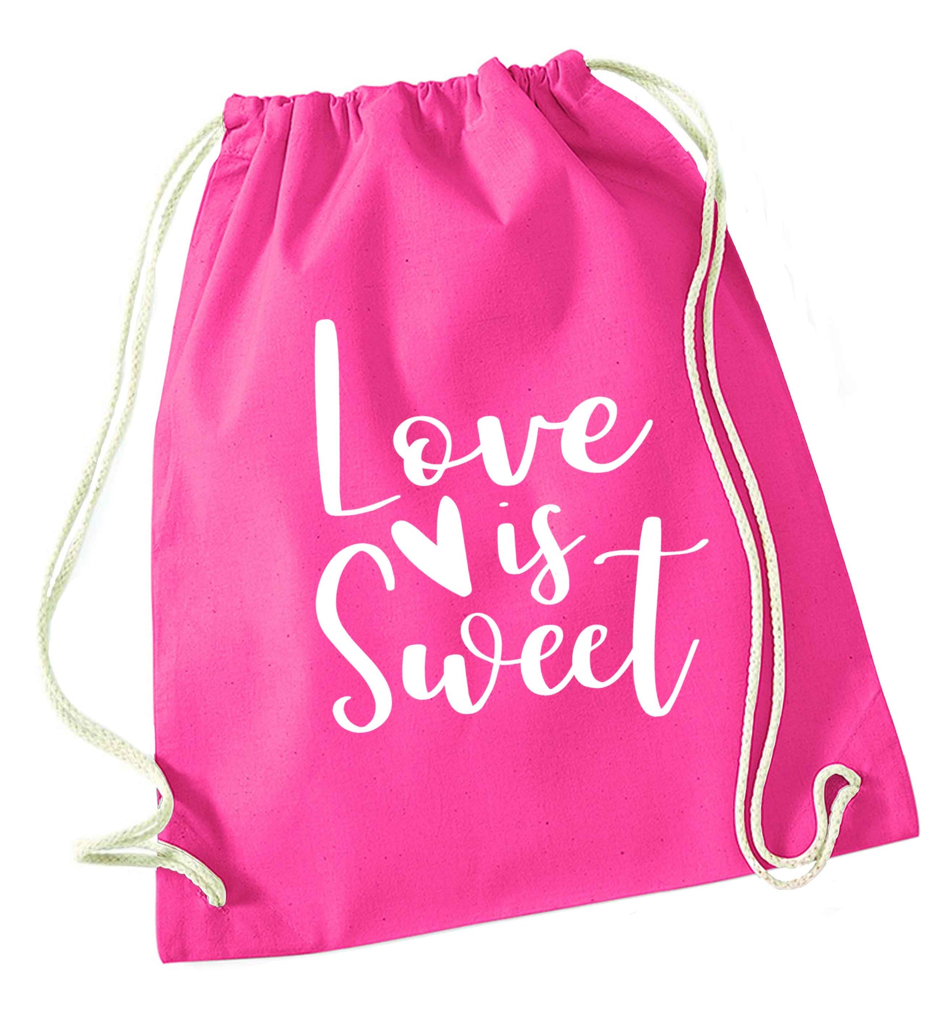 Love really does make the world go round! Ideal for weddings, valentines or just simply to show someone you love them!  pink drawstring bag