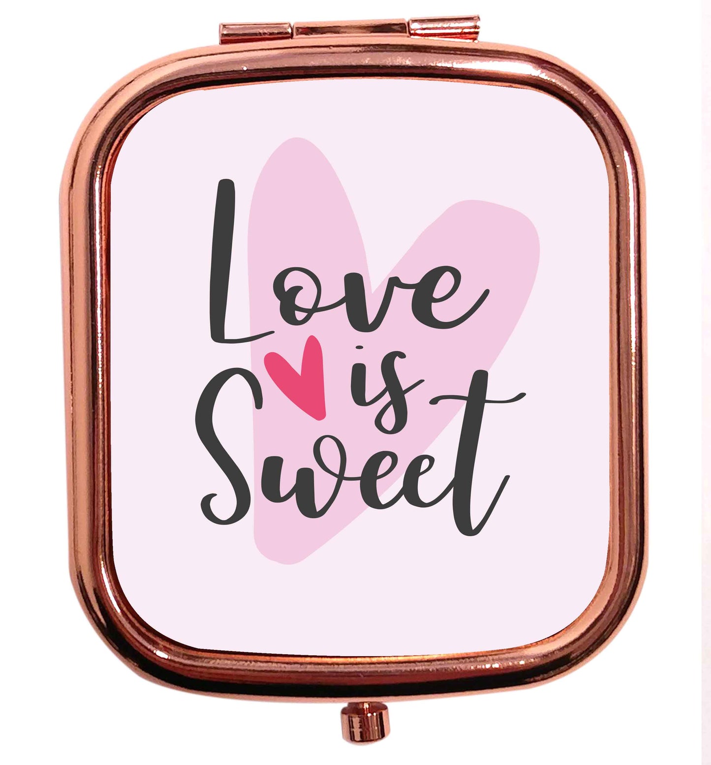 Love really does make the world go round! Ideal for weddings, valentines or just simply to show someone you love them!  rose gold square pocket mirror