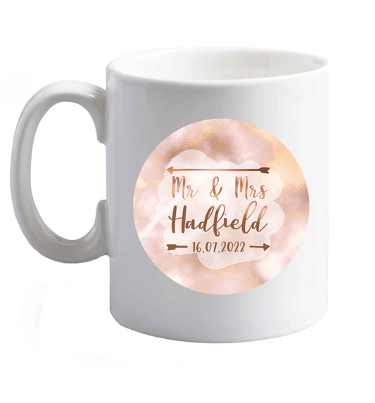 10 oz Personalised Mr and Mrs wedding date! Ideal wedding favours!   ceramic mug right handed