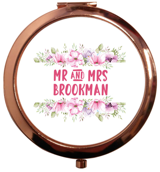 Personalised Mr and Mrs wedding and date! Ideal wedding favours! rose gold circle pocket mirror
