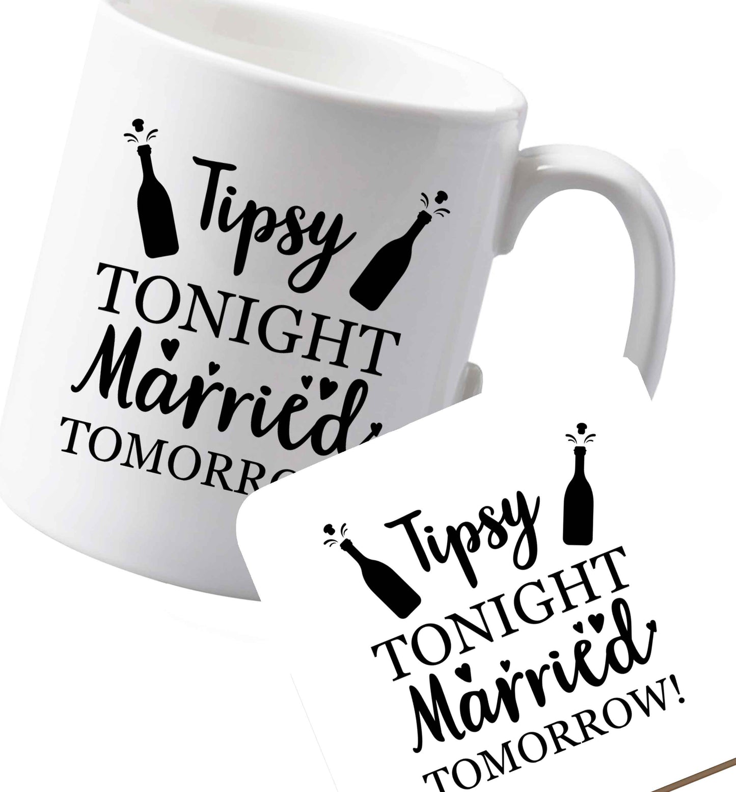 10 oz Ceramic mug and coaster Personalised wedding thank you's Mr and Mrs wedding and date! Ideal wedding favours!   both sides