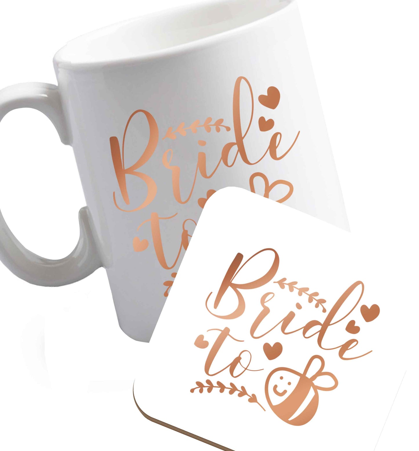 10 oz Who doesn't love a cute little bee pun! Because we certainly do! Ideal for brides to bee!    ceramic mug and coaster set right handed