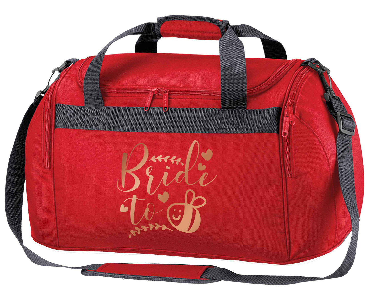 Who doesn't love a cute little bee pun! Because we certainly do! Ideal for brides to bee!  red holdall / duffel bag