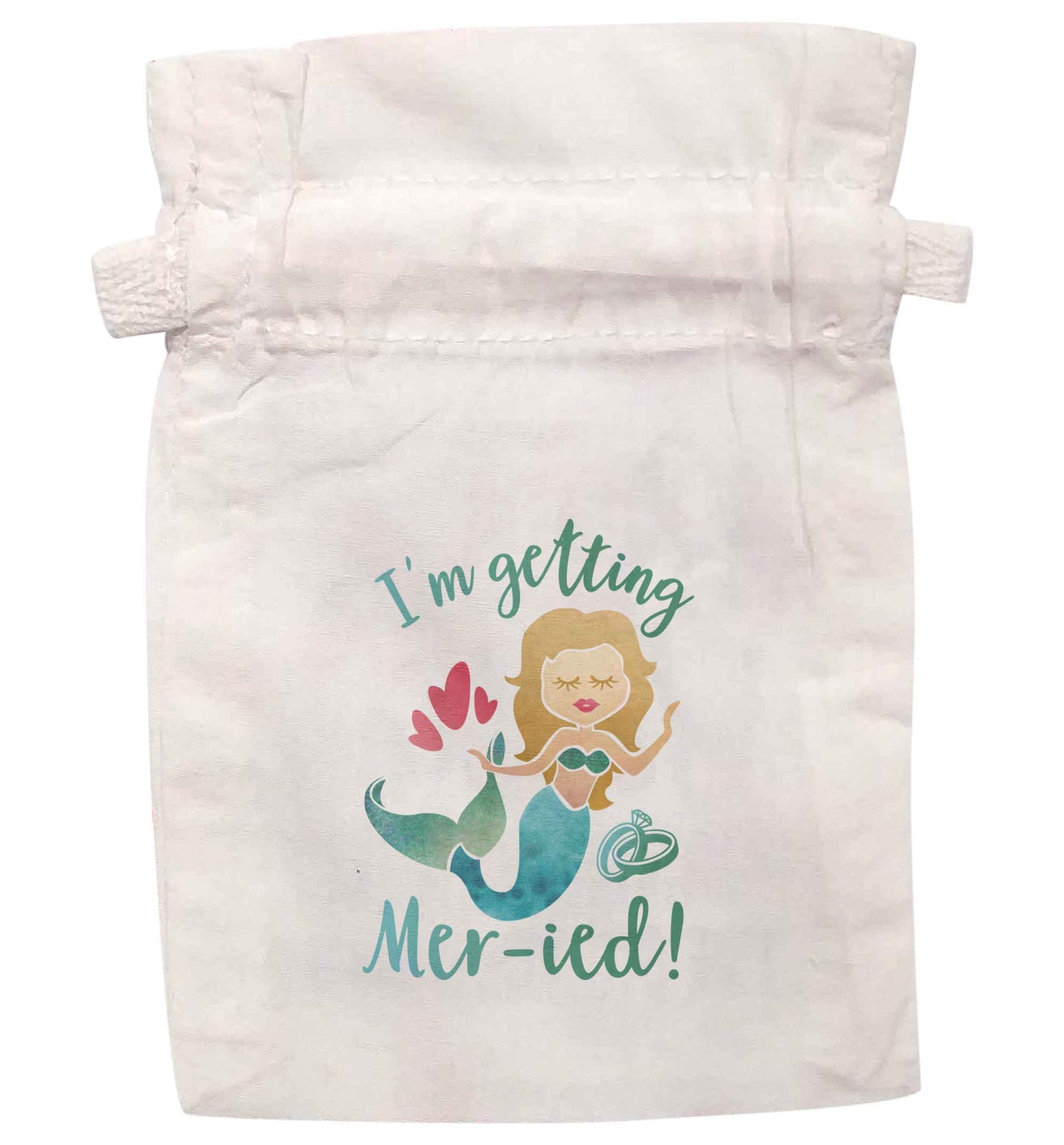 I'm Getting Mer-ried! Mermaid Pun  | XS - L | Pouch / Drawstring bag / Sack | Organic Cotton | Bulk discounts available!