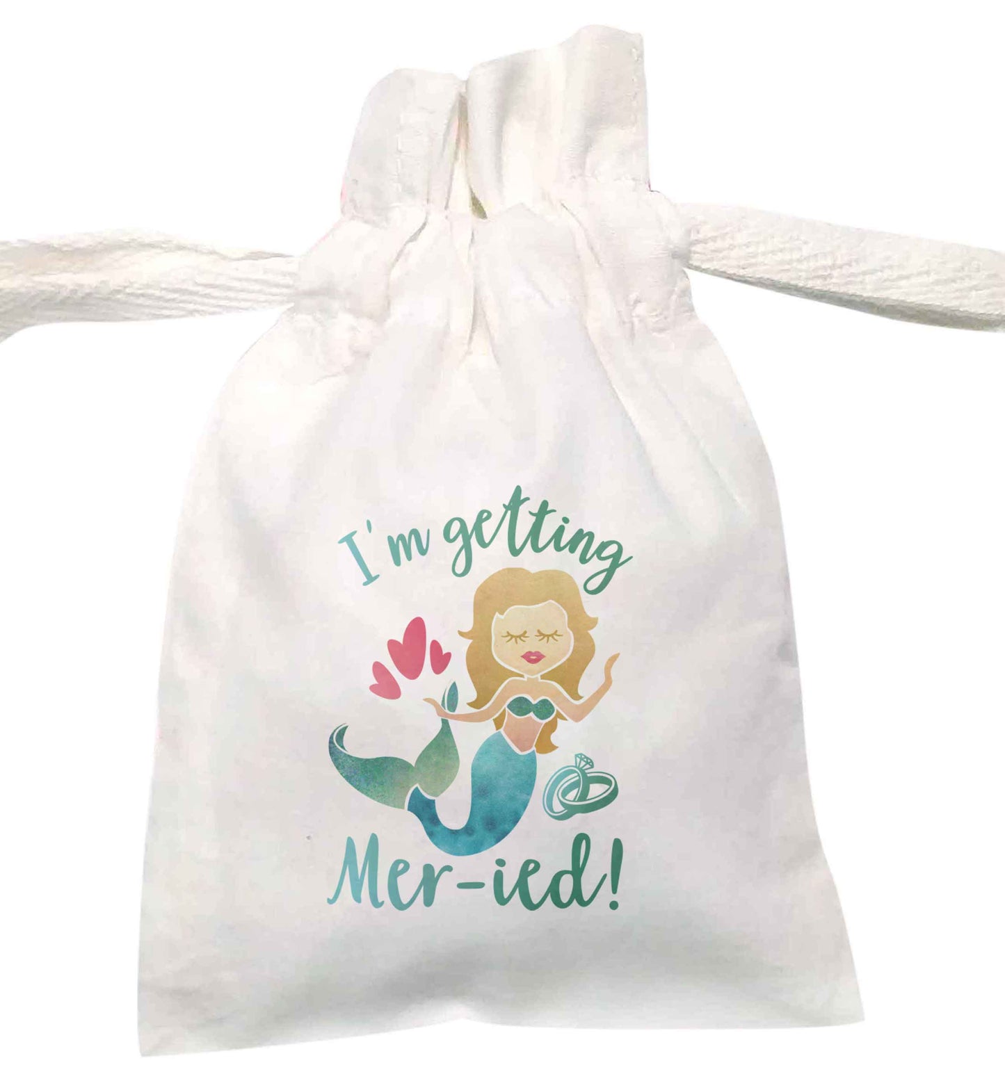 I'm Getting Mer-ried! Mermaid Pun  | XS - L | Pouch / Drawstring bag / Sack | Organic Cotton | Bulk discounts available!