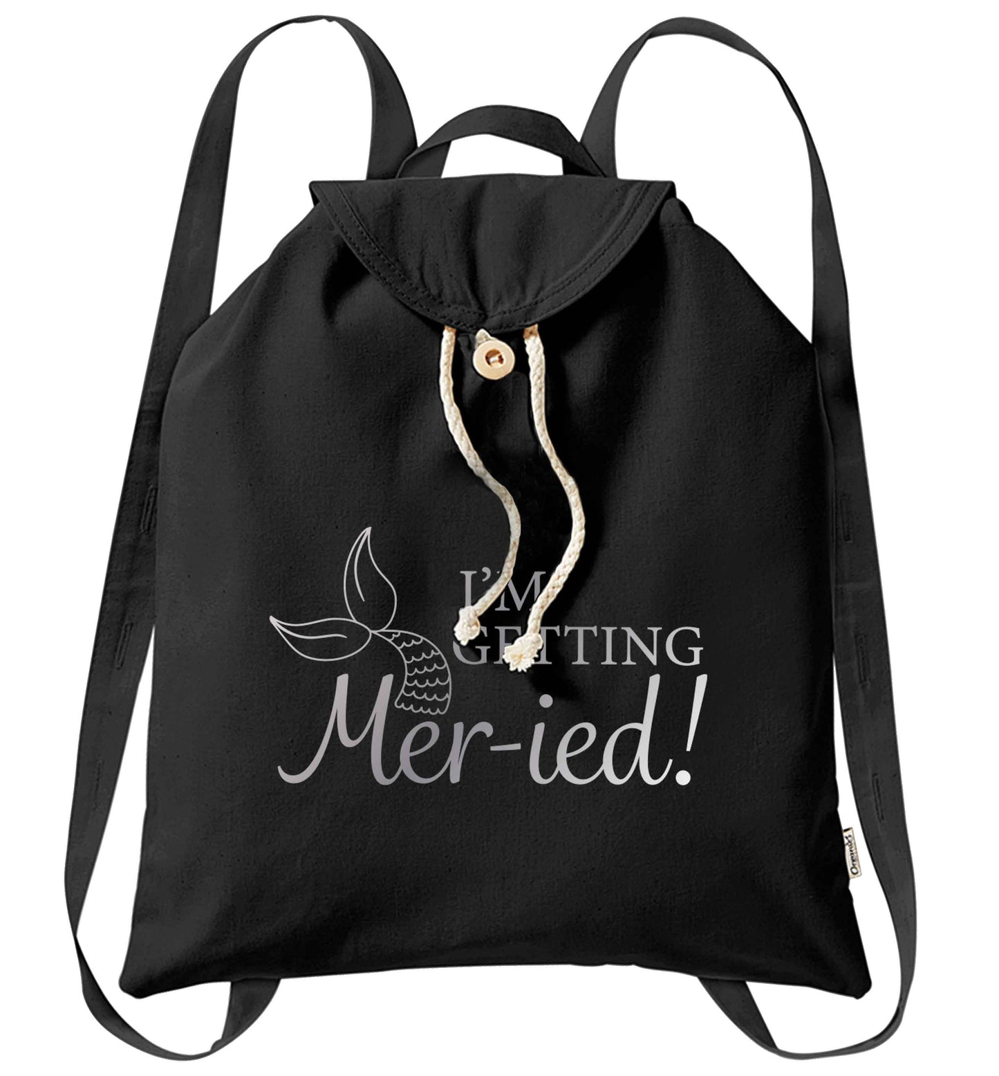 Personalised wedding thank you's Mr and Mrs wedding and date! Ideal wedding favours! organic cotton backpack tote with wooden buttons in black