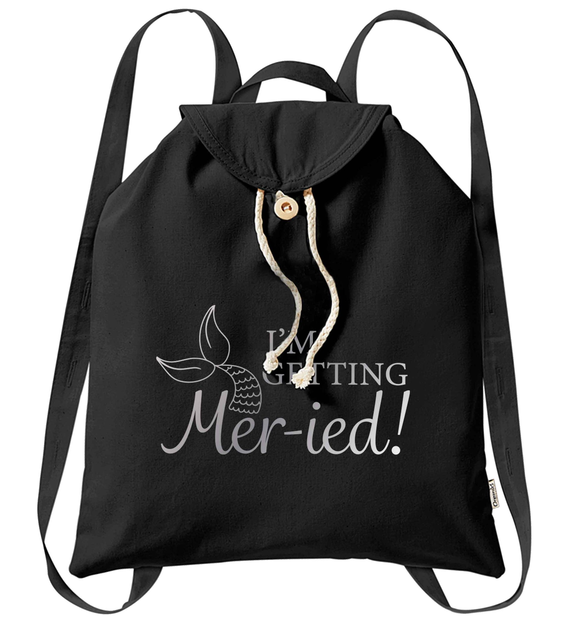 Personalised wedding thank you's Mr and Mrs wedding and date! Ideal wedding favours! organic cotton backpack tote with wooden buttons in black