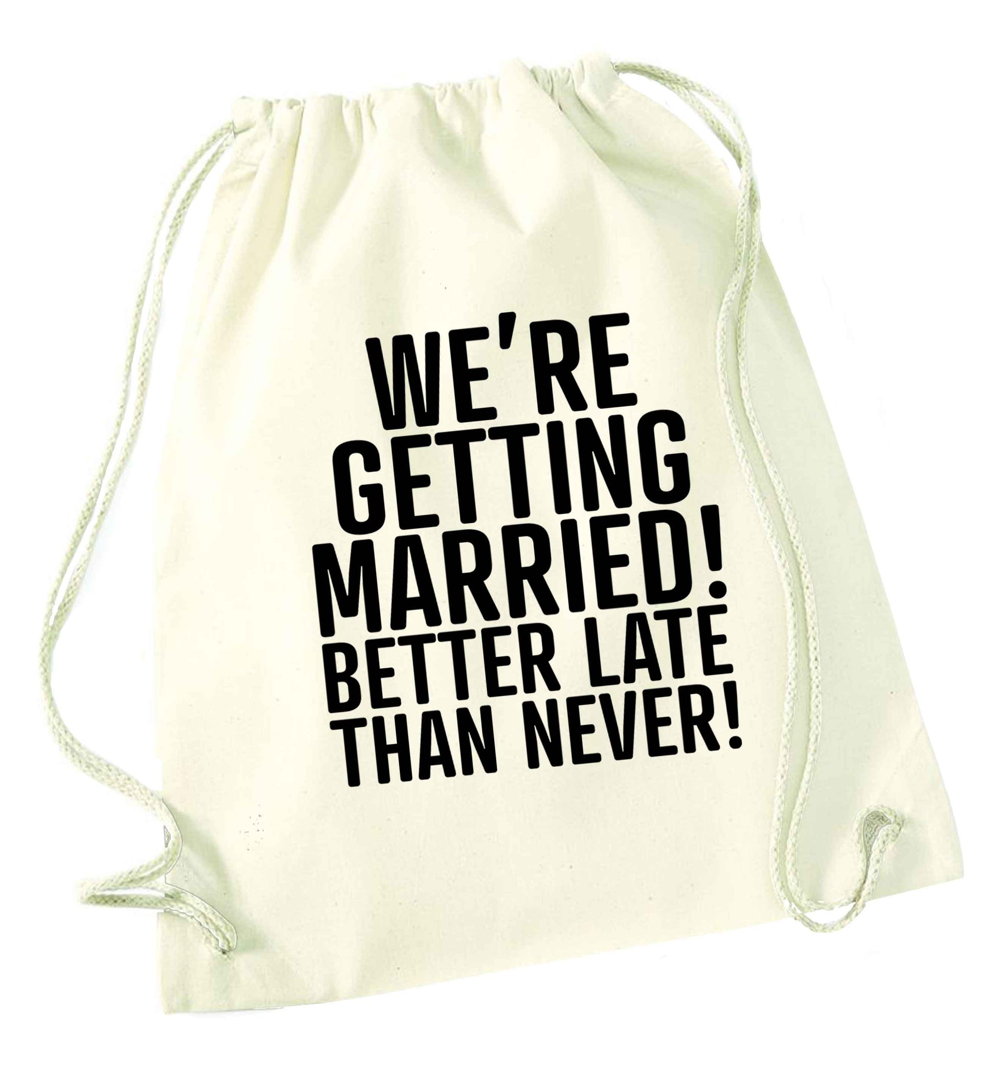 Always the bridesmaid but never the bride? Until now! natural drawstring bag