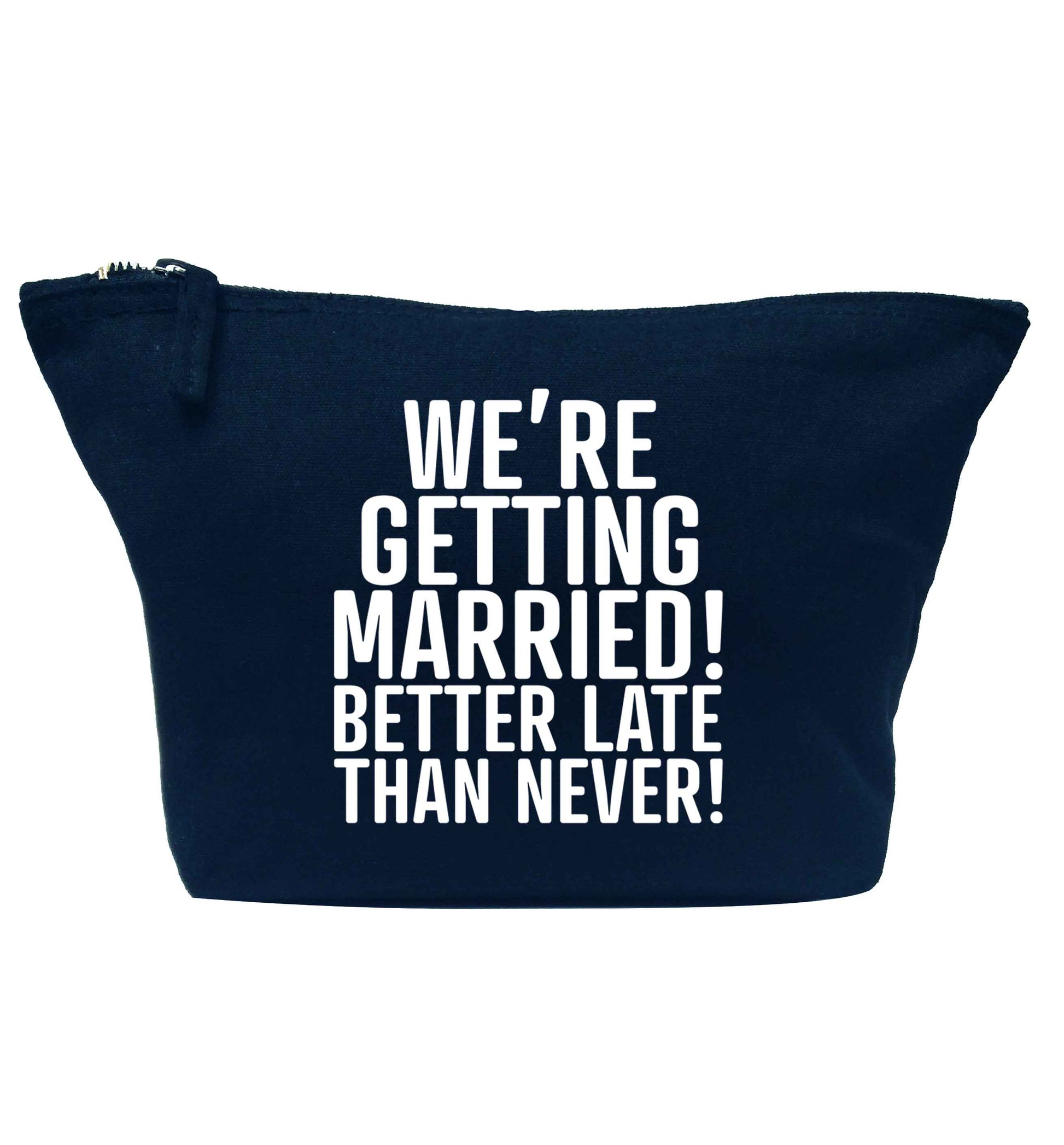 Always the bridesmaid but never the bride? Until now! navy makeup bag