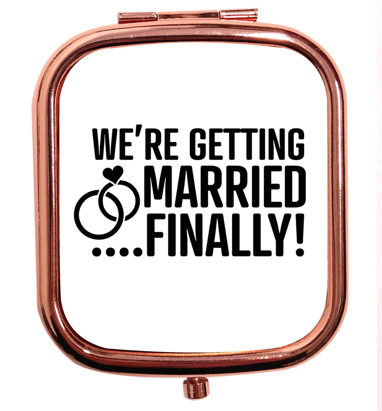 It's been a long wait but it's finally happening! Let everyone know you're celebrating your big day soon! rose gold square pocket mirror