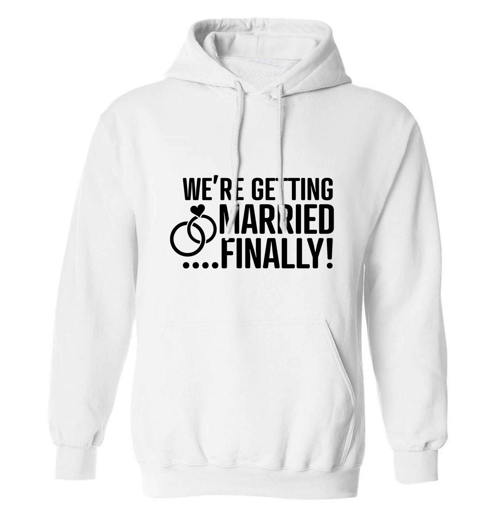 It's been a long wait but it's finally happening! Let everyone know you're celebrating your big day soon! adults unisex white hoodie 2XL