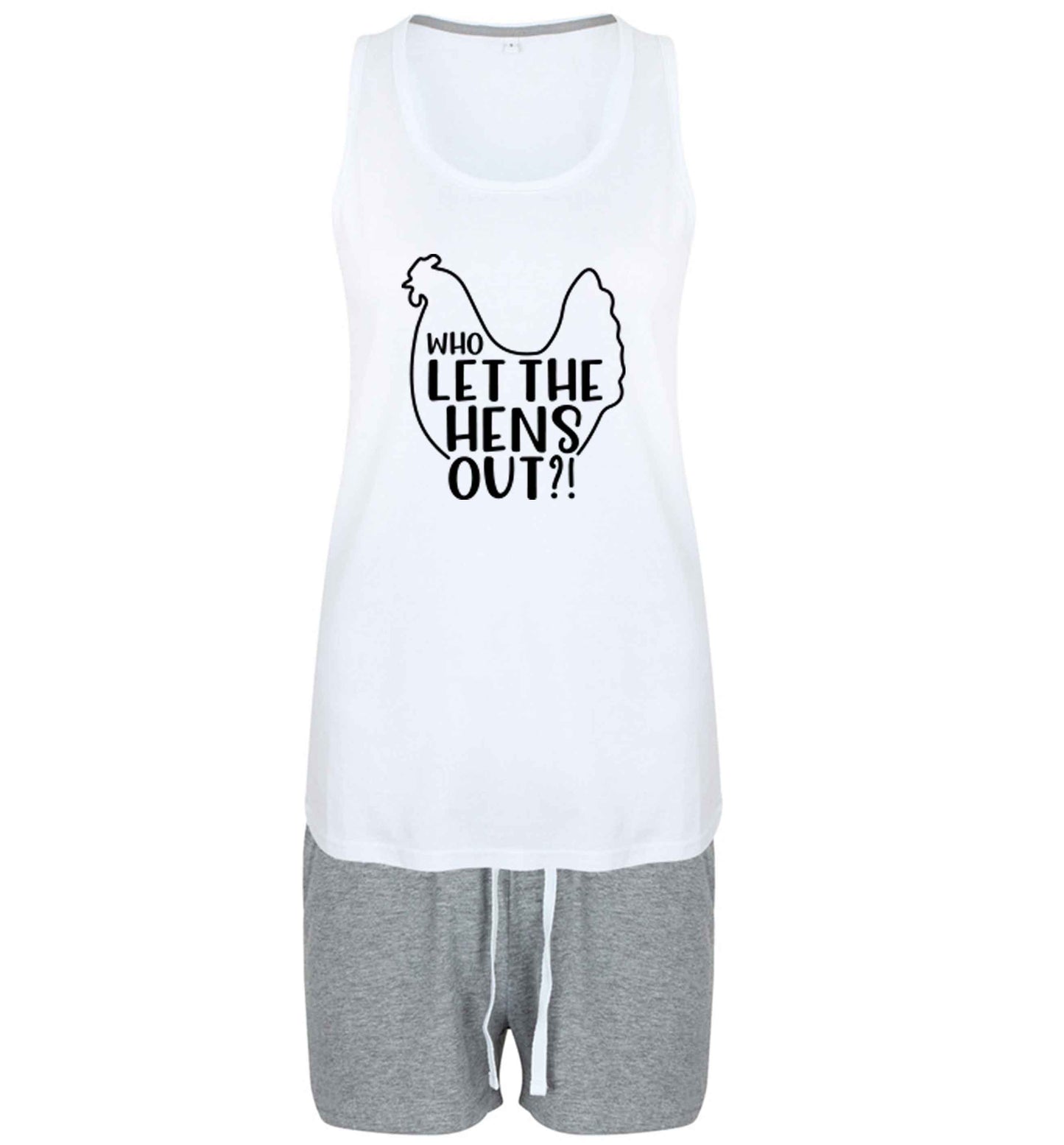 Who let the hens out size XL women's pyjama shorts set in pink 