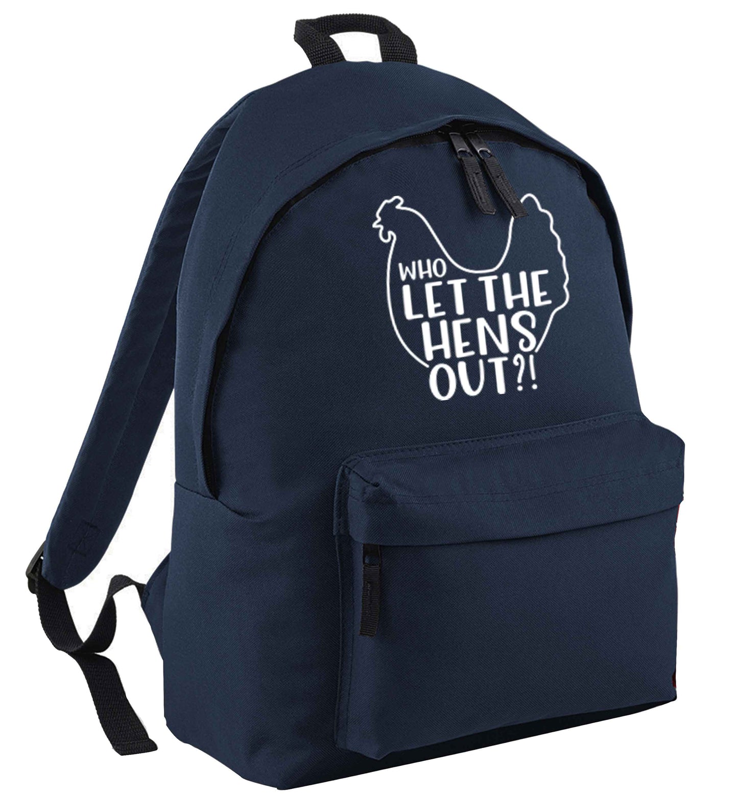 Who let the hens out navy adults backpack